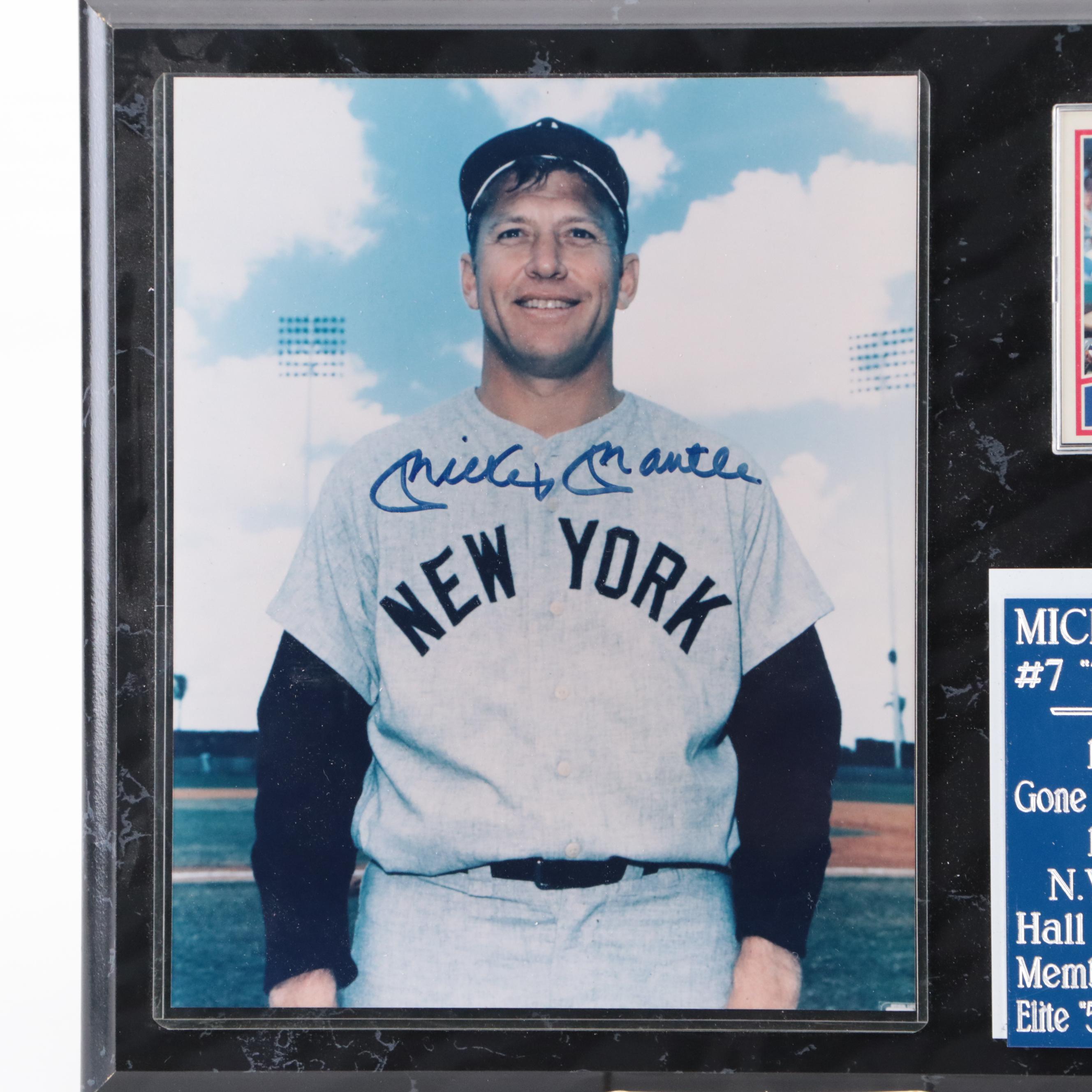 Mickey Mantle Signed New York Yankees Print in Display