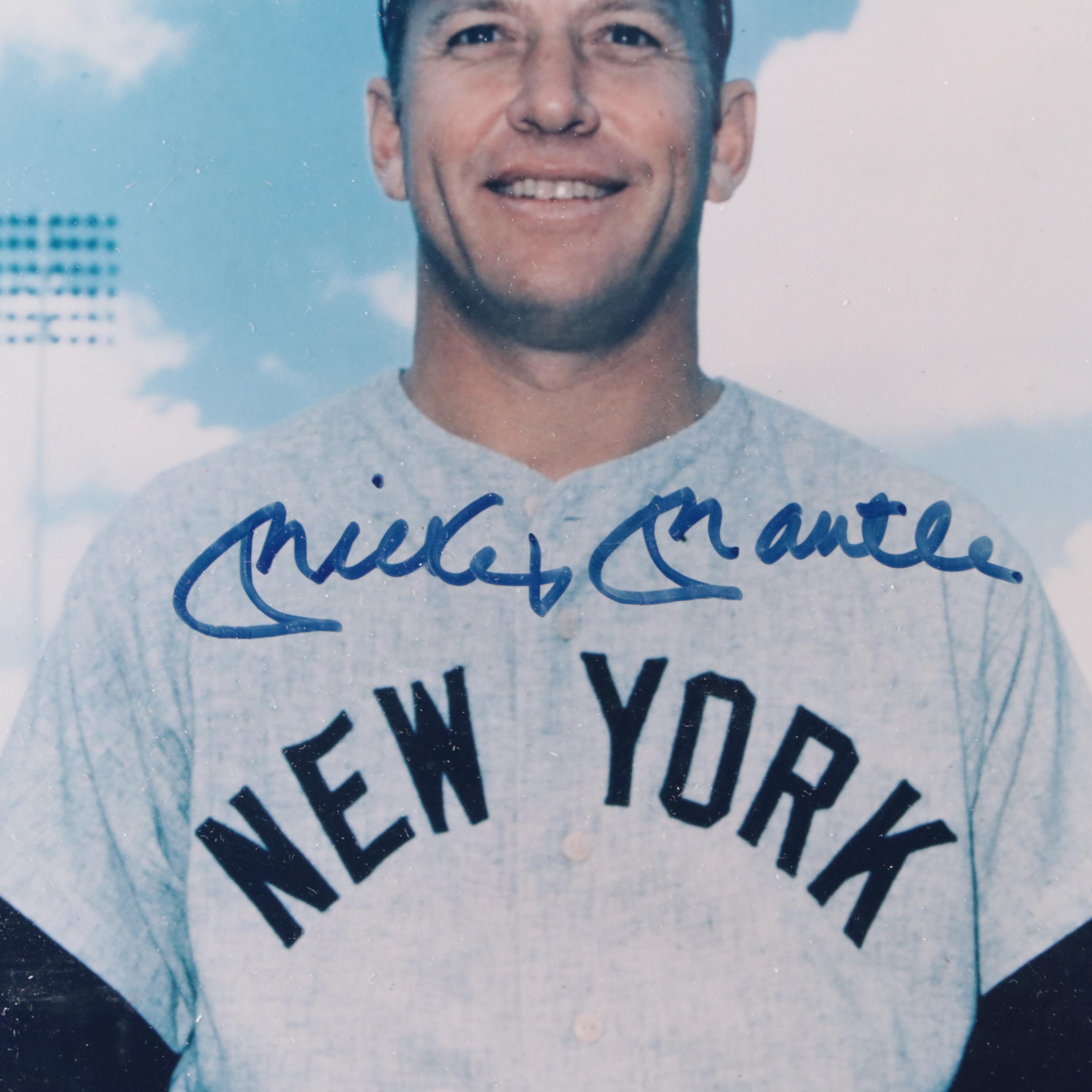 Mickey Mantle Signed New York Yankees Print in Display