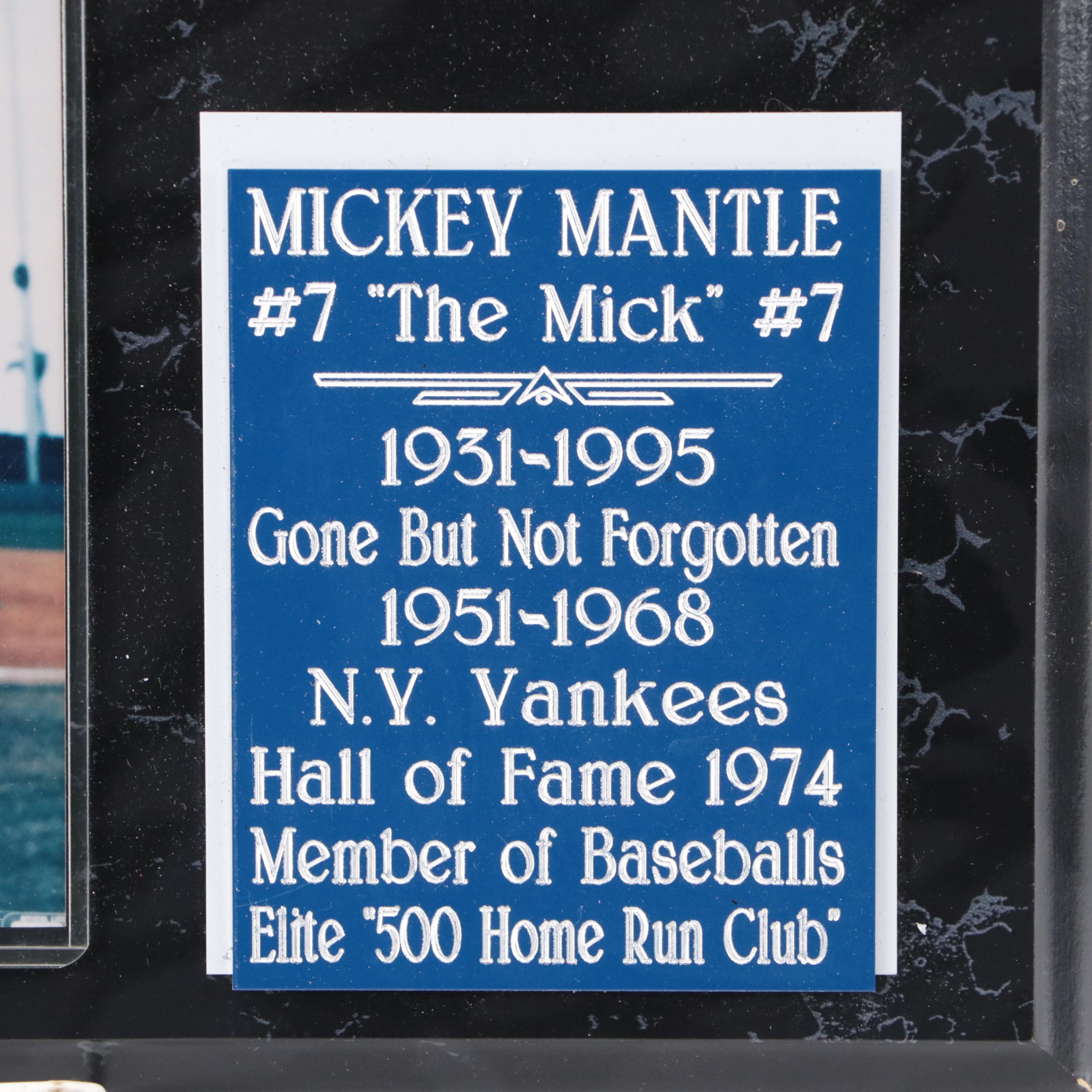 Mickey Mantle Signed New York Yankees Print in Display