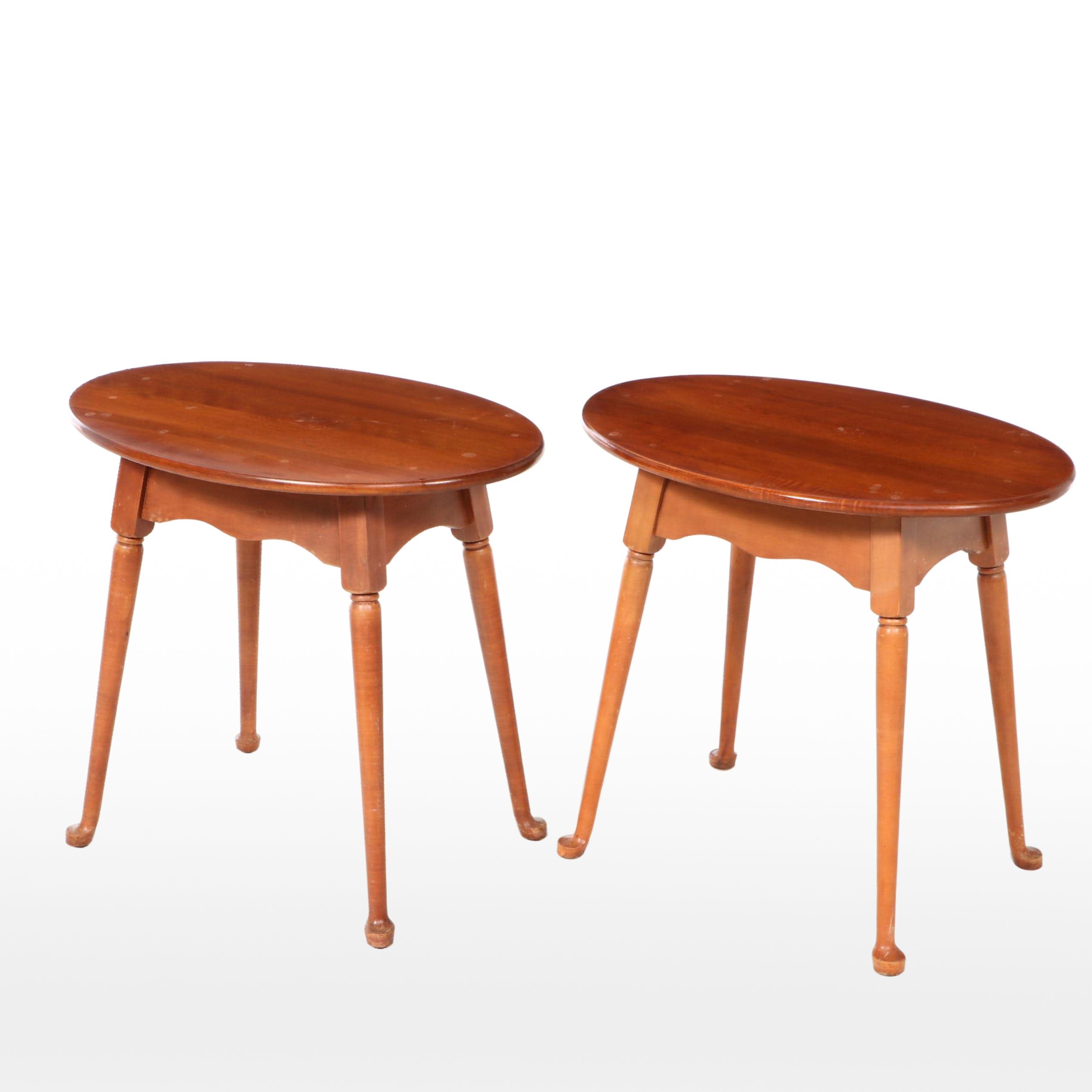Pair of Queen Anne Style Maple Side Tables, 20th Century