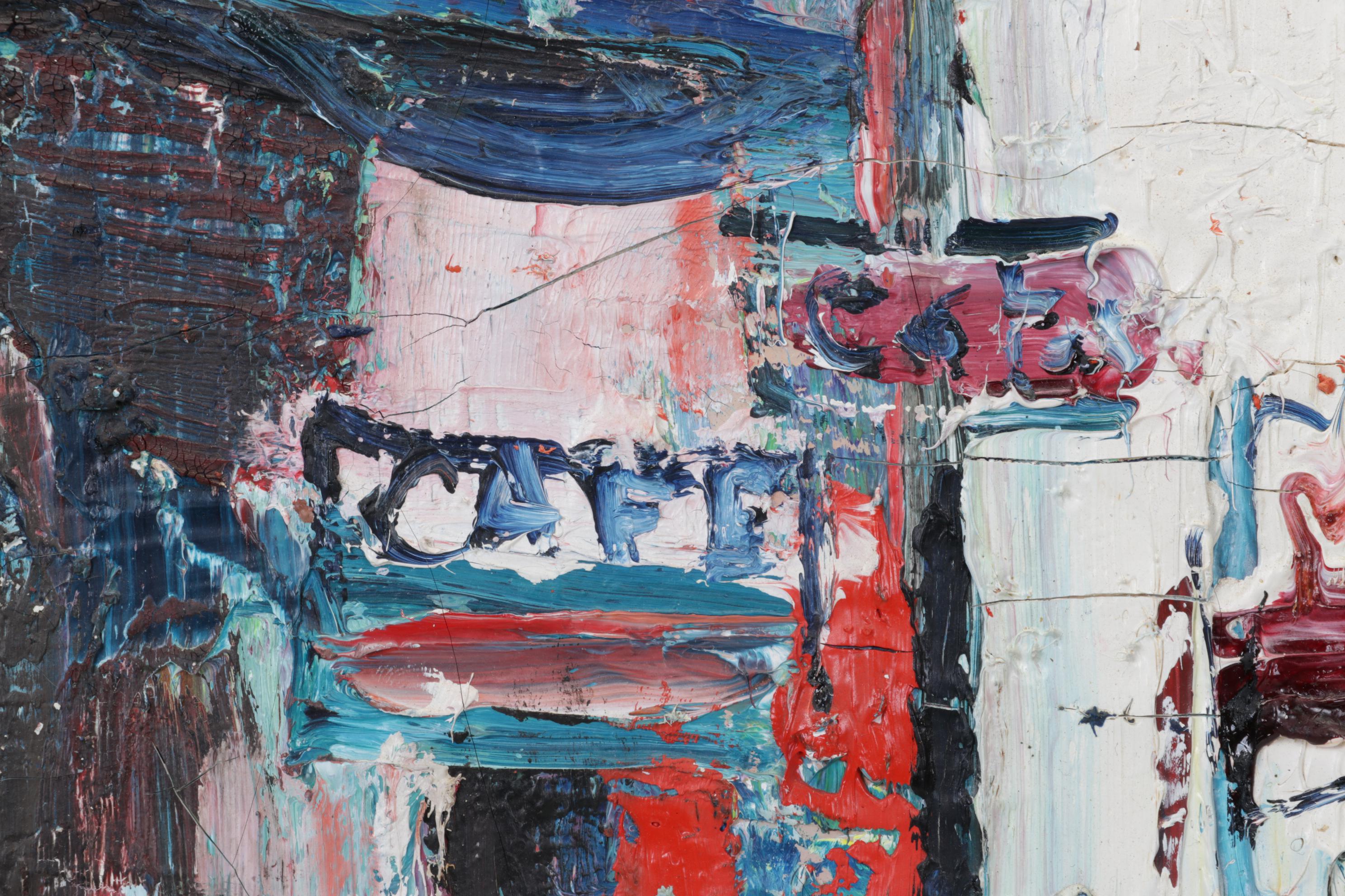 A. Miro Abstract Street Scene Impasto Oil Painting, Mid 20th Century