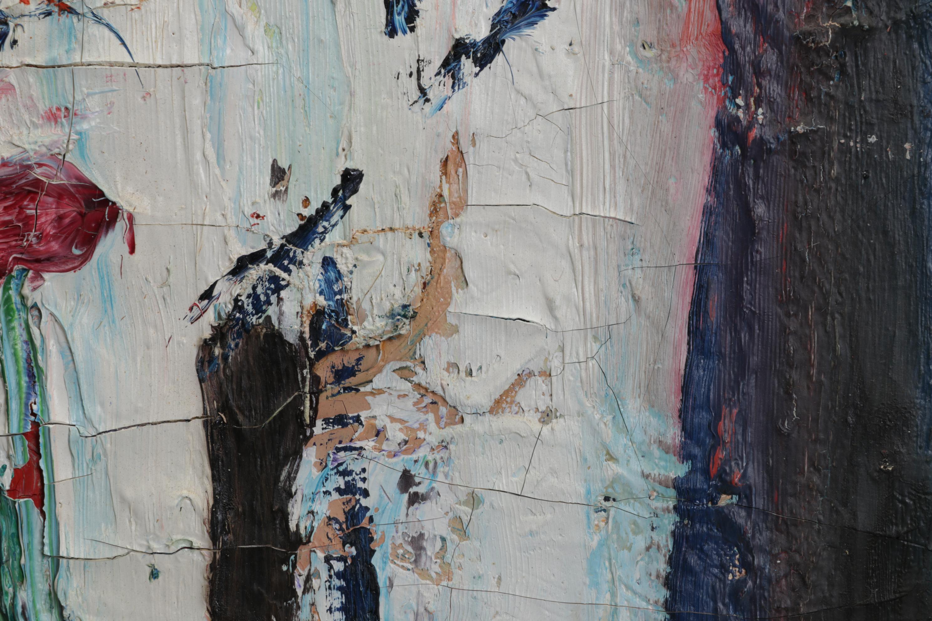 A. Miro Abstract Street Scene Impasto Oil Painting, Mid 20th Century