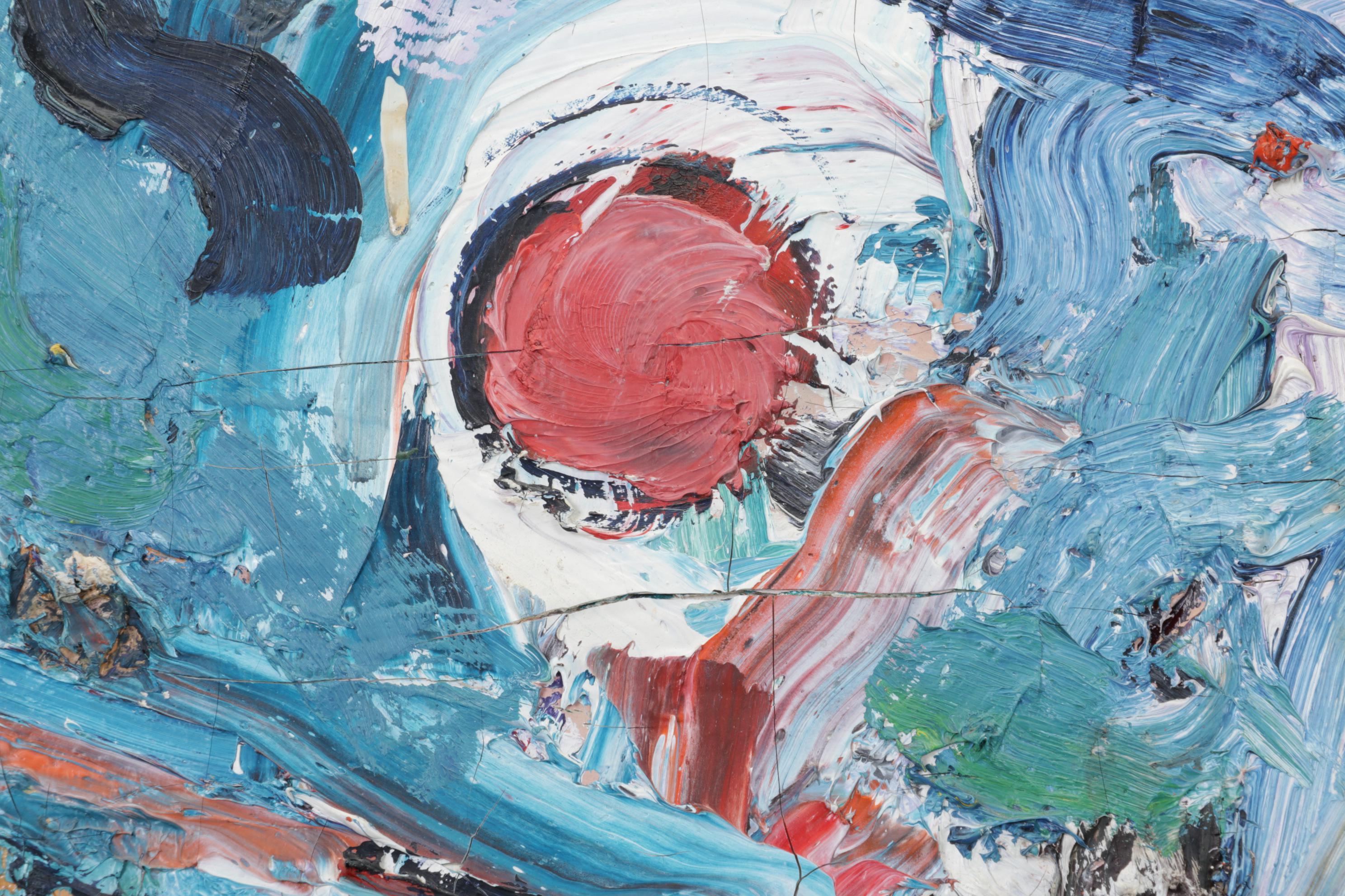 A. Miro Abstract Street Scene Impasto Oil Painting, Mid 20th Century