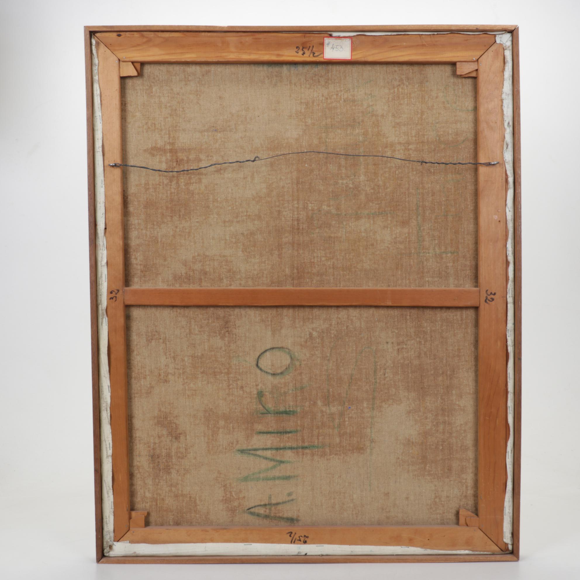 A. Miro Abstract Street Scene Impasto Oil Painting, Mid 20th Century