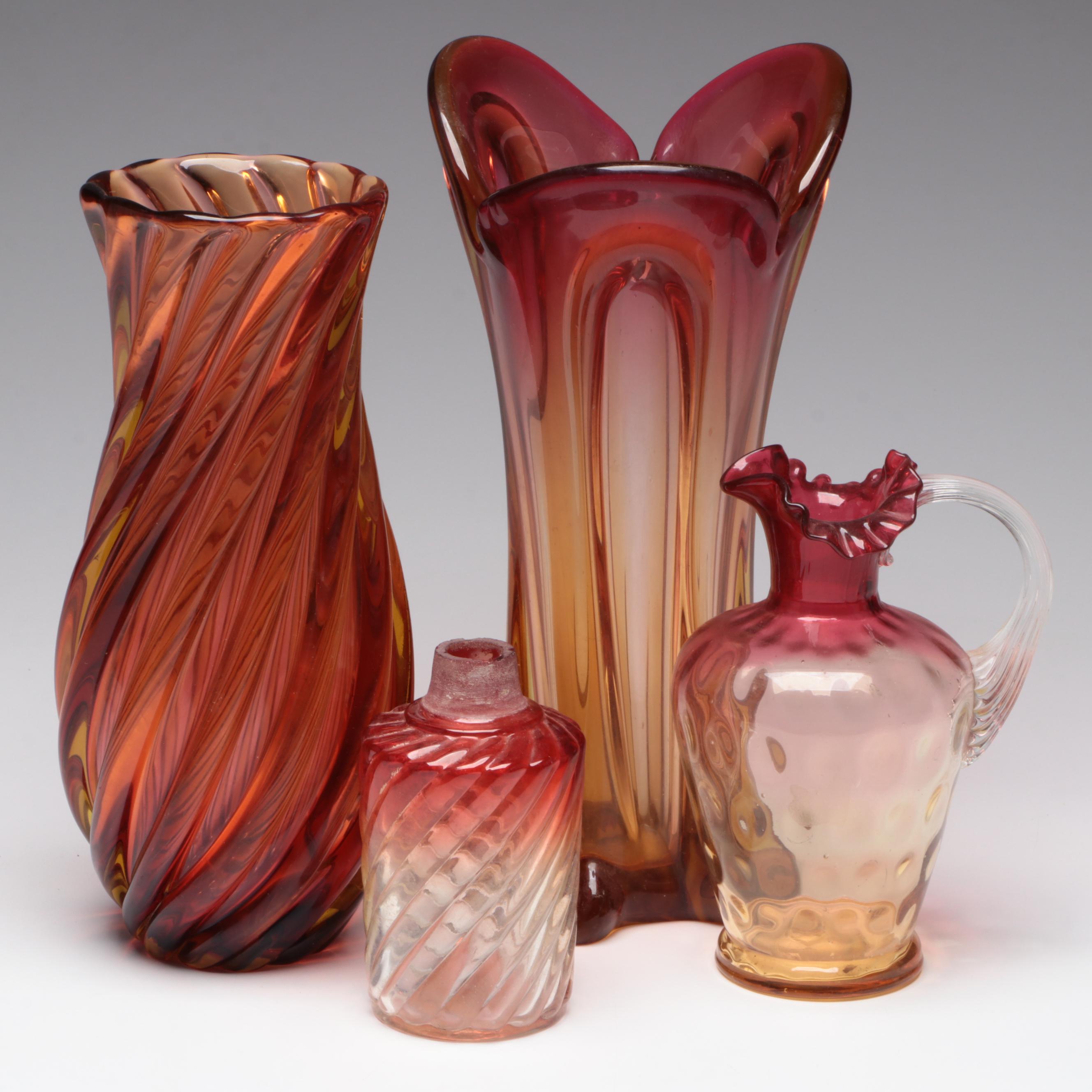 Murano Style Vase, Coin Dot Vase and More Art Glass Vases
