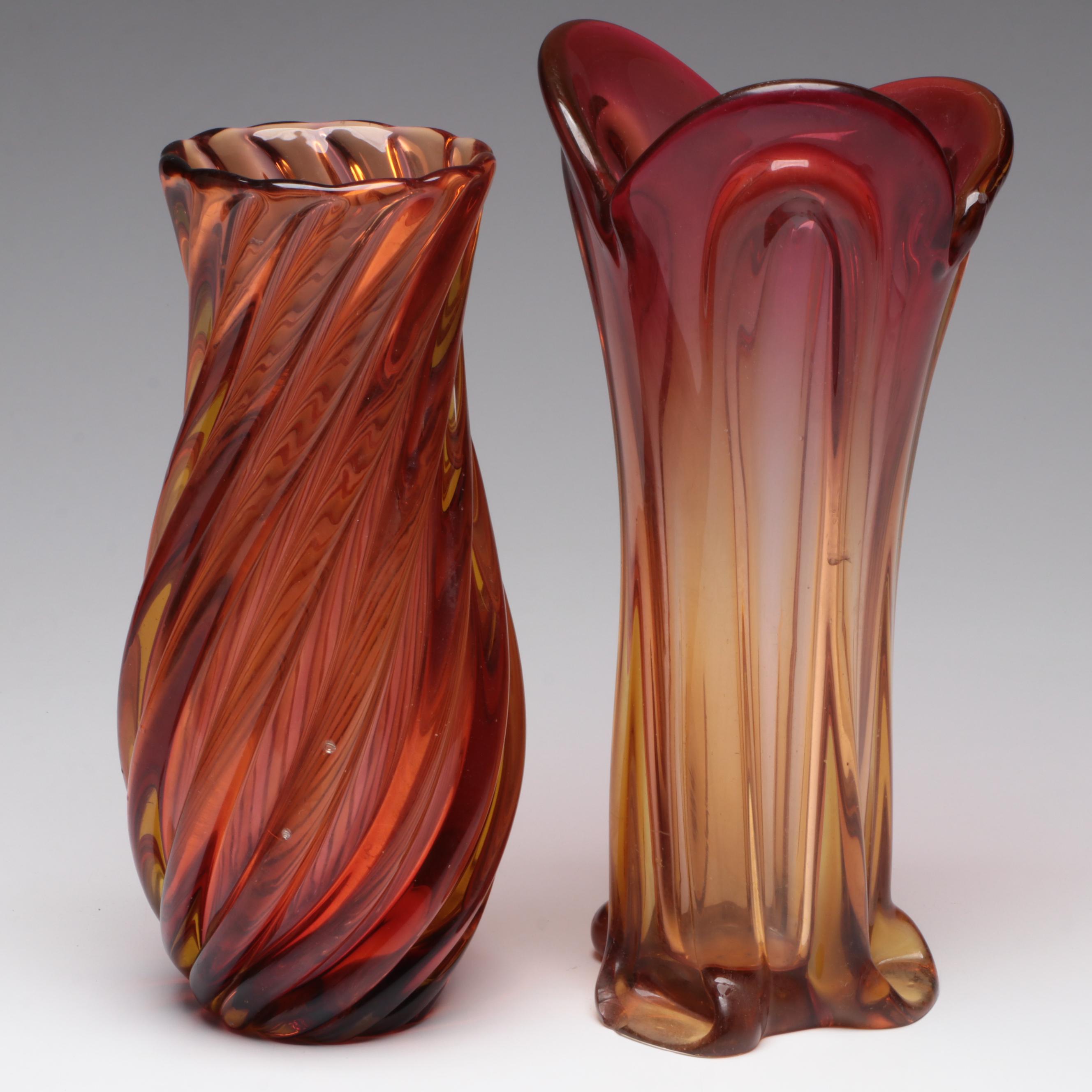 Murano Style Vase, Coin Dot Vase and More Art Glass Vases