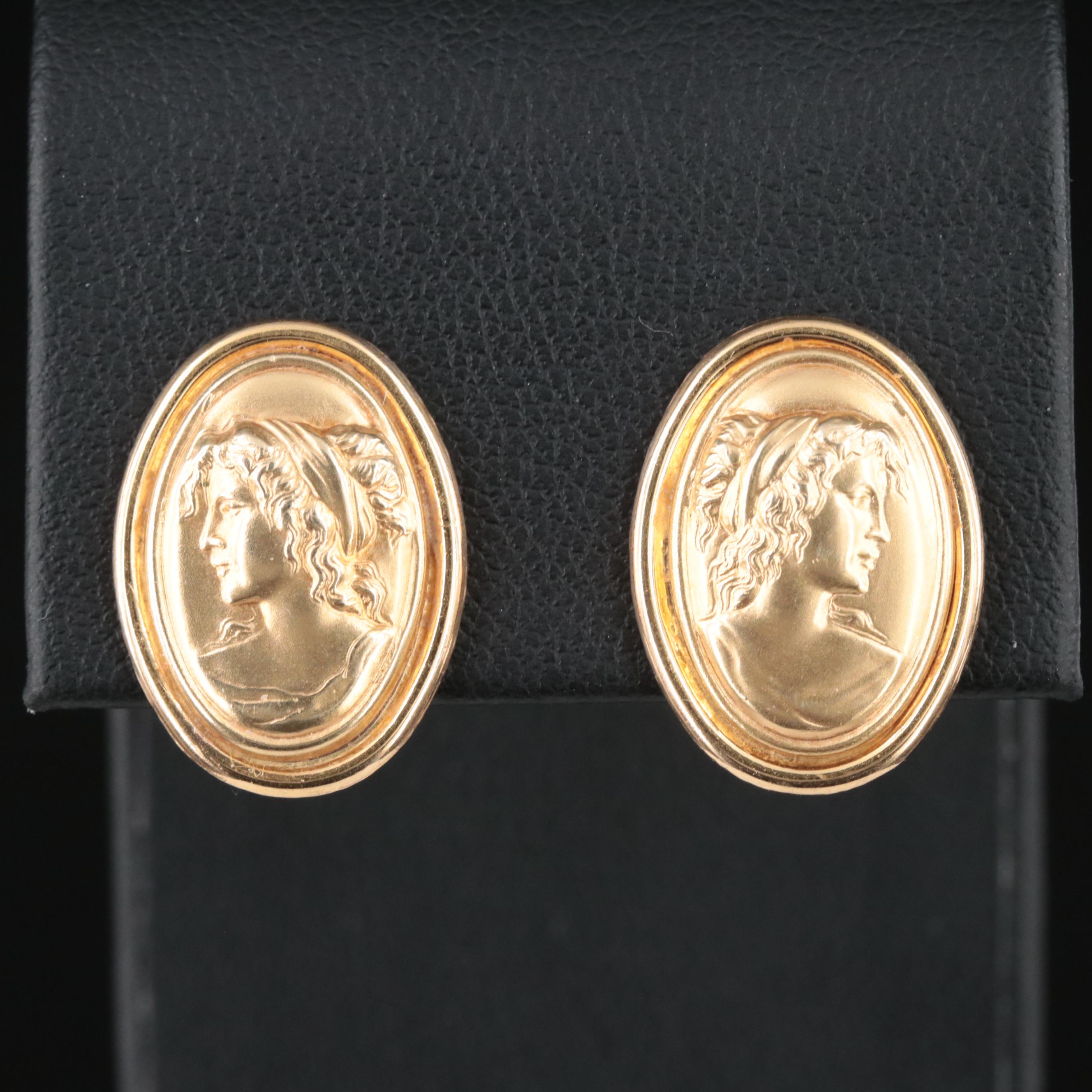 Italian 14K Cameo Earrings