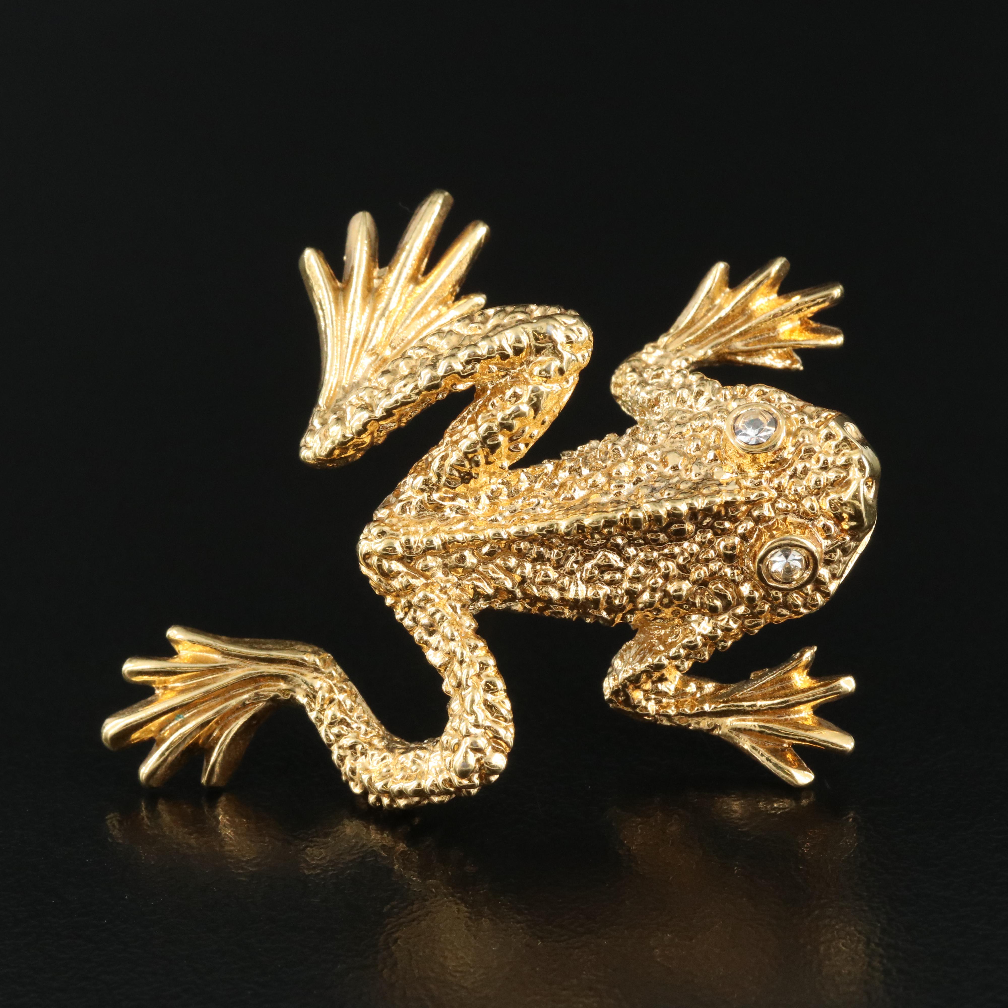 St. John Rhinestone Toad Brooch