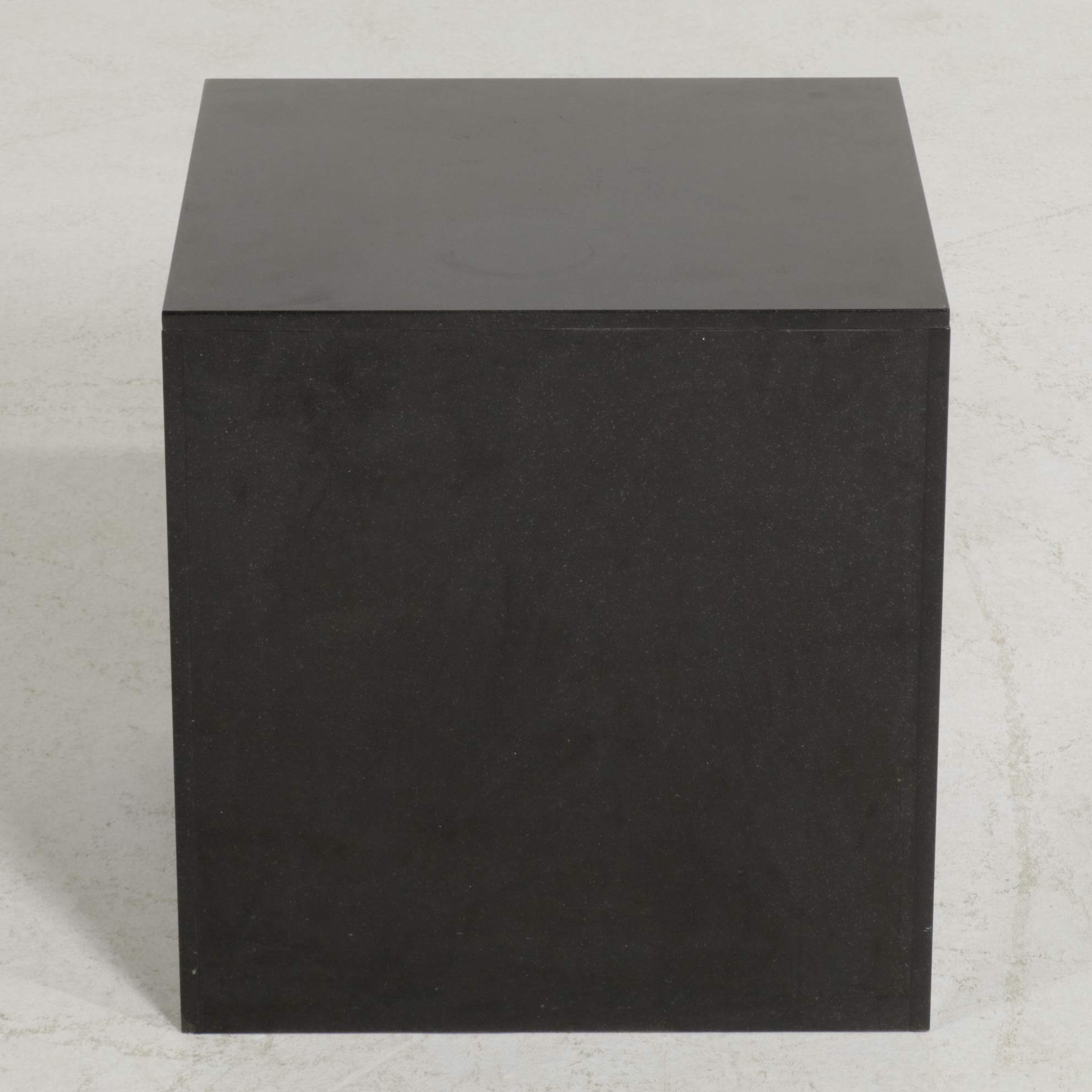 Modernist Black Granite Cube End Table
