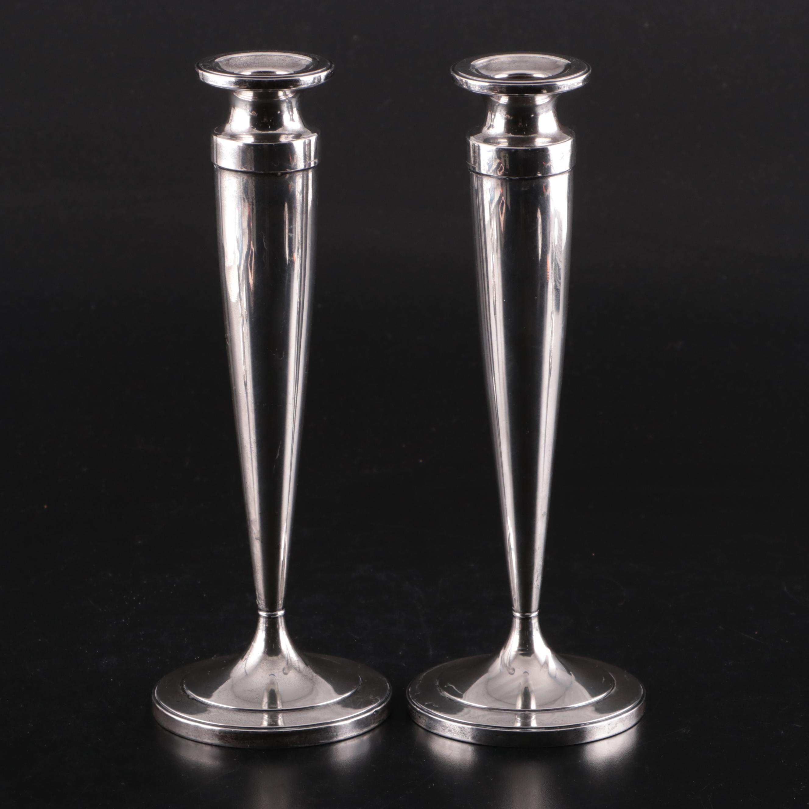 La Pierre and Fisher Sterling Silver Candlesticks with Sterling Compote