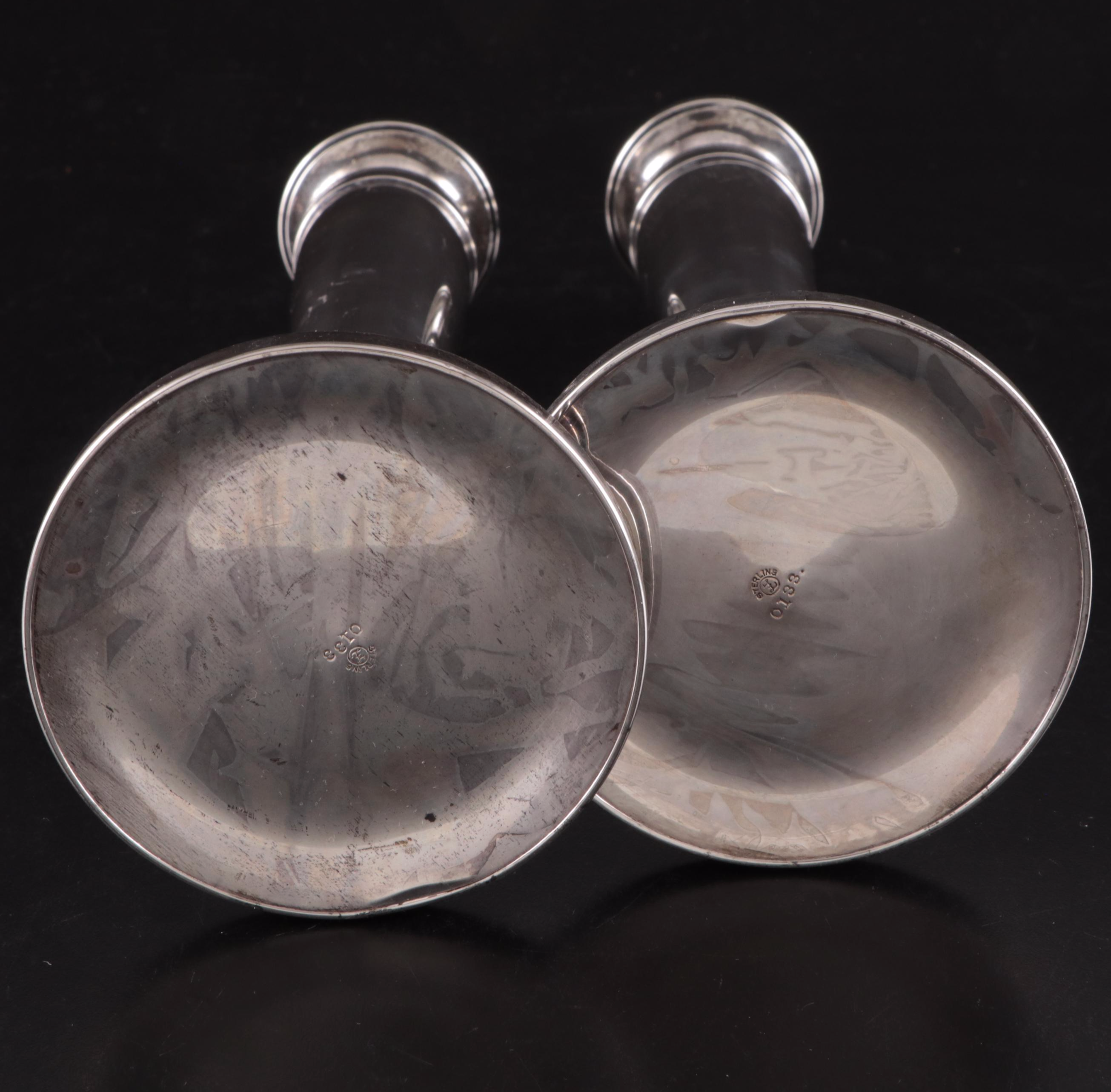 La Pierre and Fisher Sterling Silver Candlesticks with Sterling Compote