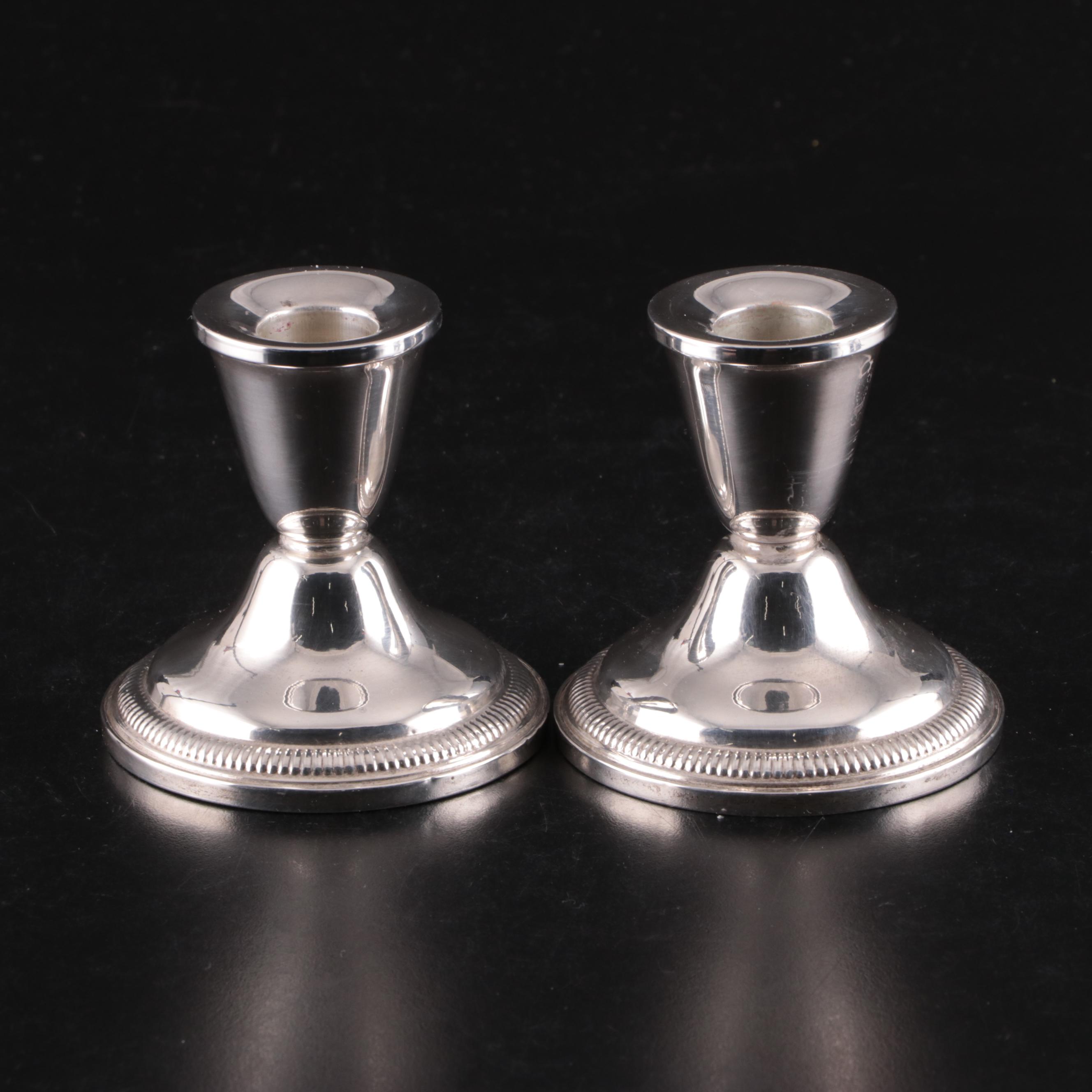 La Pierre and Fisher Sterling Silver Candlesticks with Sterling Compote