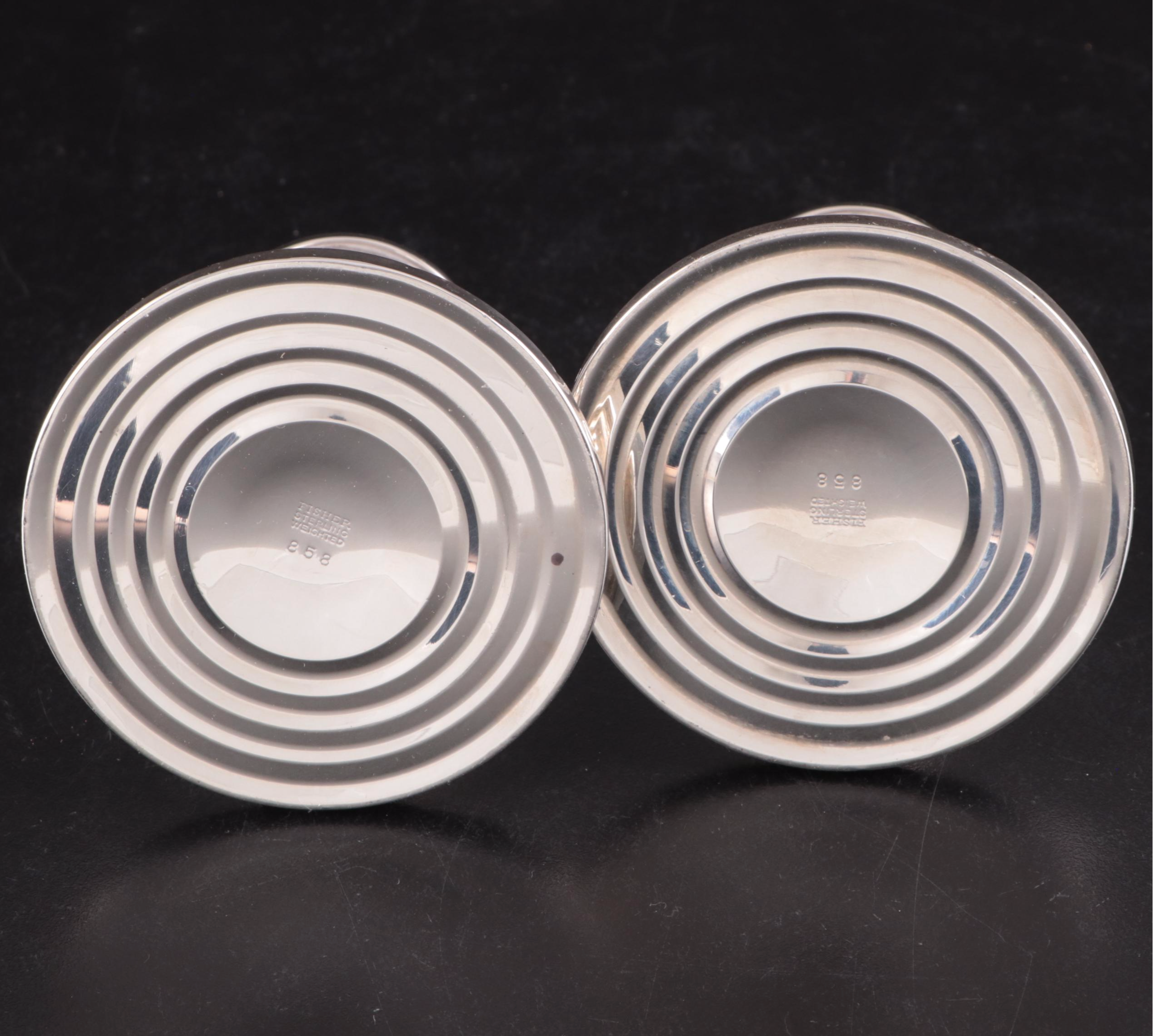 La Pierre and Fisher Sterling Silver Candlesticks with Sterling Compote