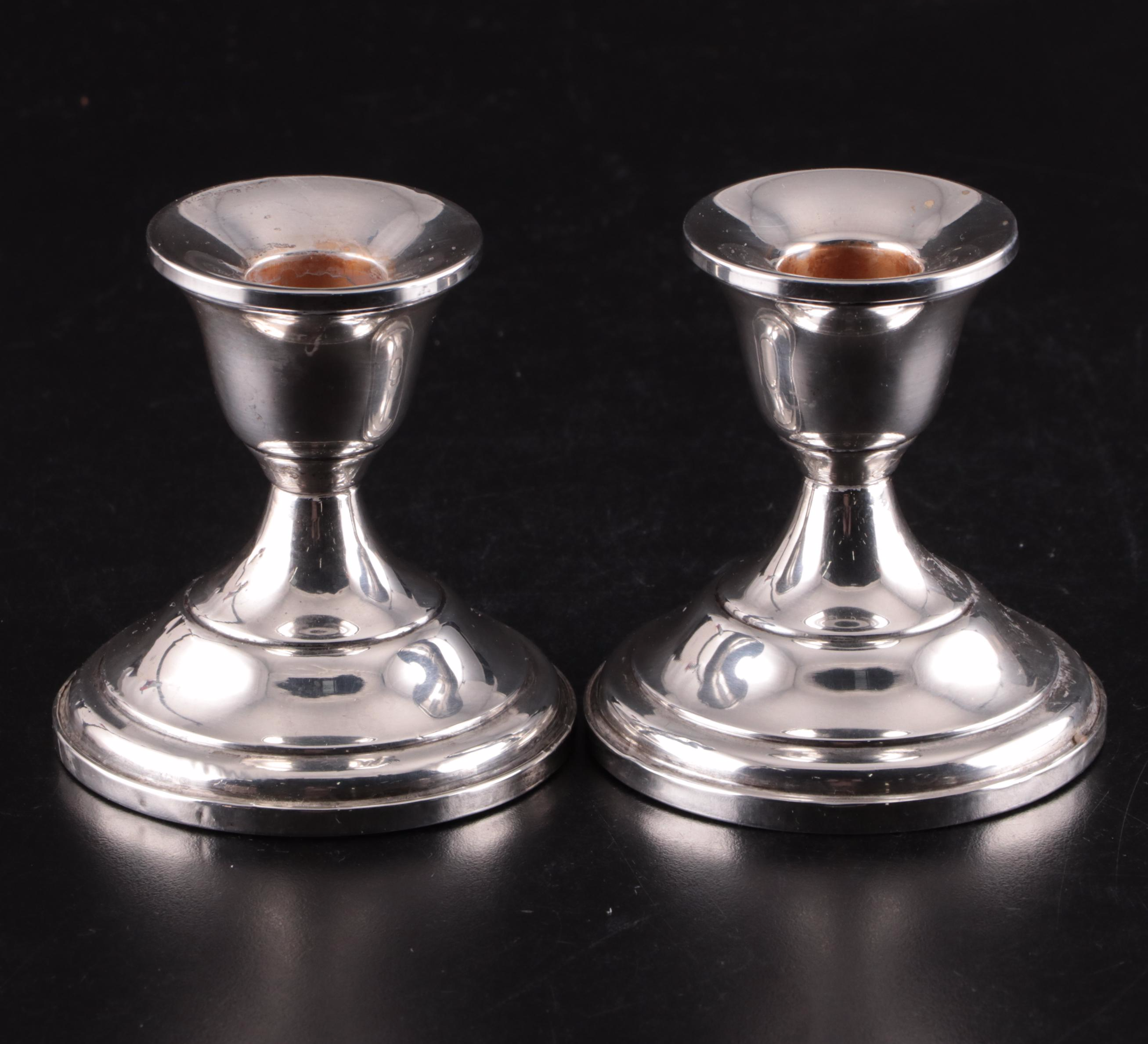 La Pierre and Fisher Sterling Silver Candlesticks with Sterling Compote