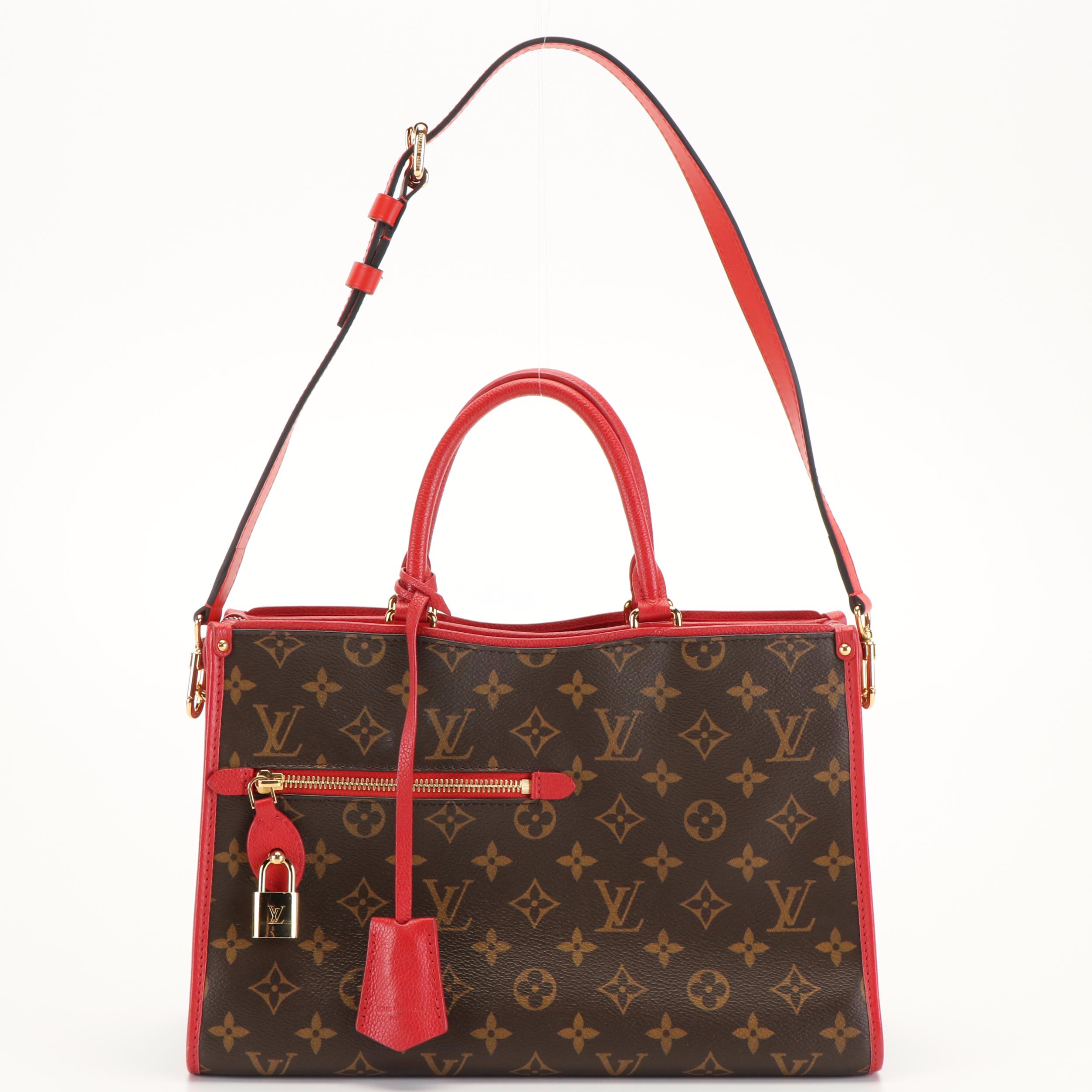 Louis Vuitton  Popincourt PM Handbag in Monogram Canvas and Red Leather