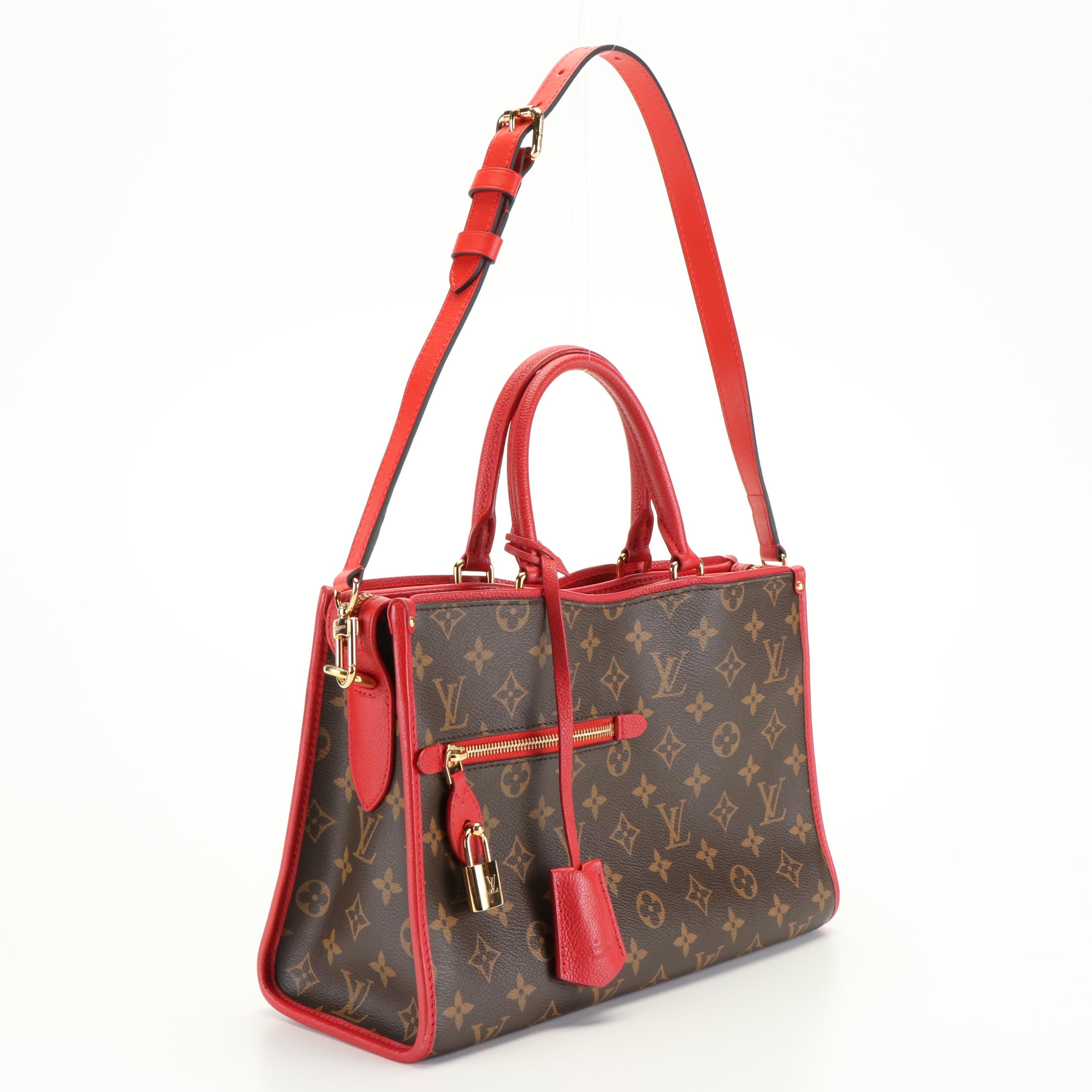 Louis Vuitton  Popincourt PM Handbag in Monogram Canvas and Red Leather