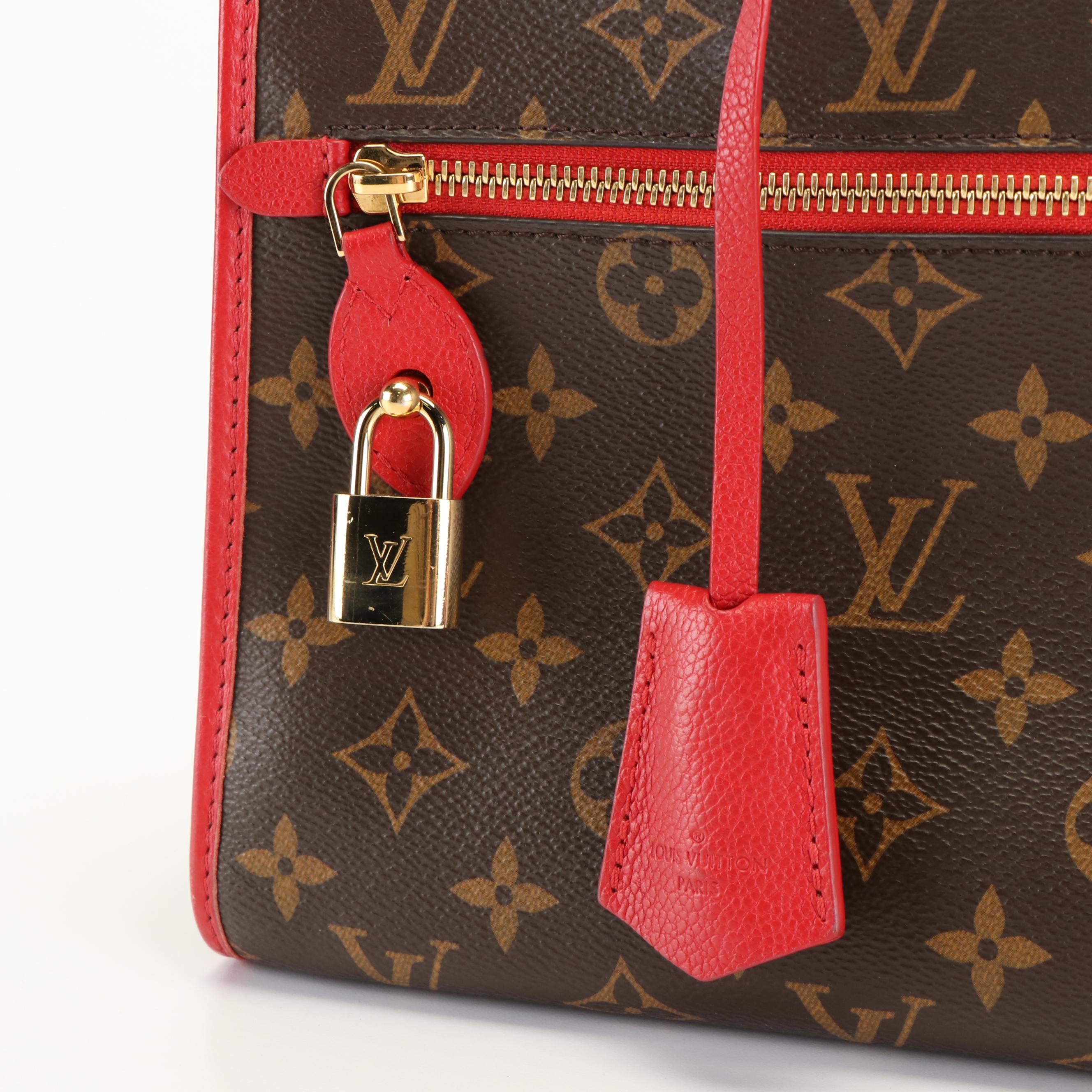 Louis Vuitton  Popincourt PM Handbag in Monogram Canvas and Red Leather