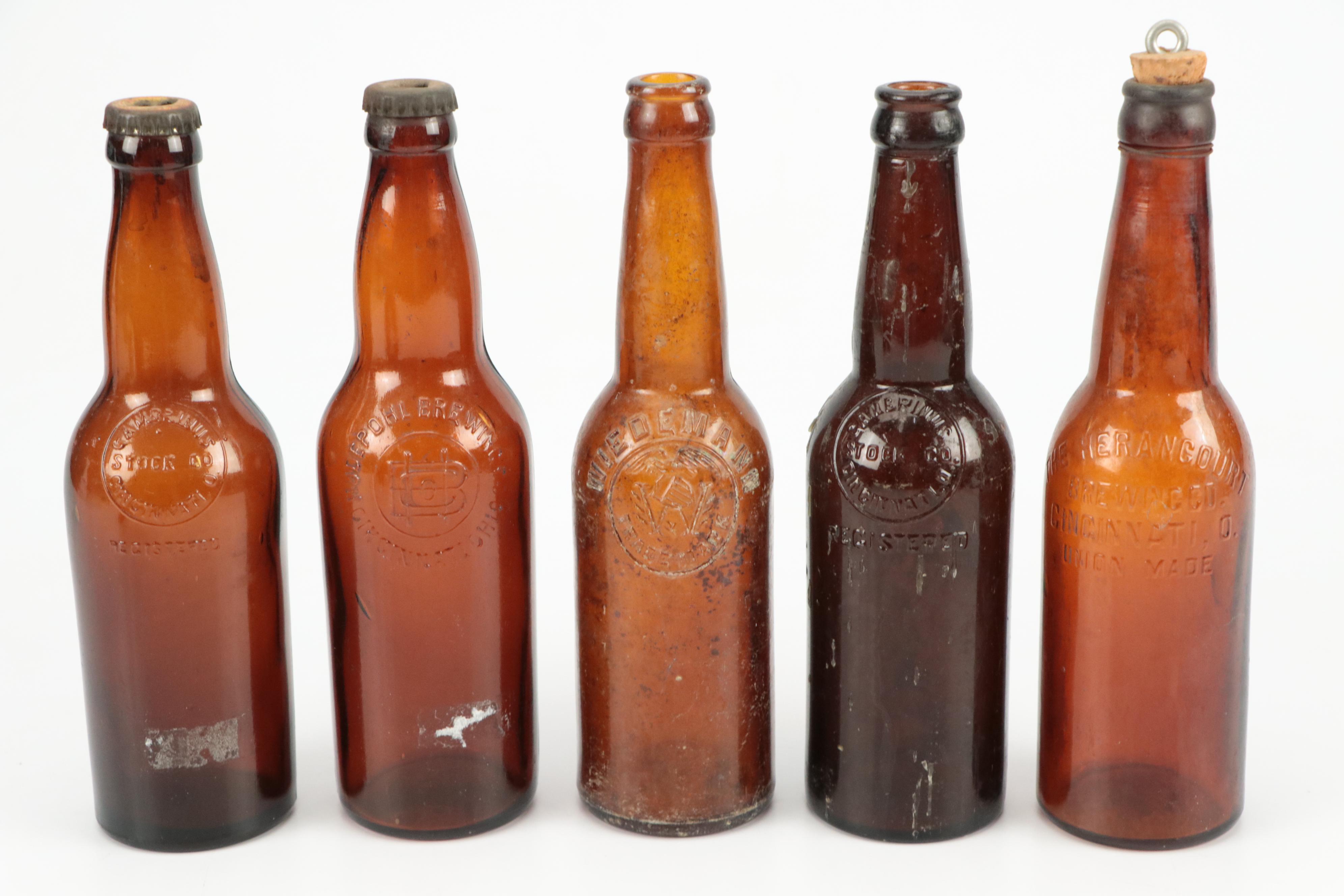 Hudepohl, Gambrinus, Jung, Bruckmann and Other Amber Glass Bottles