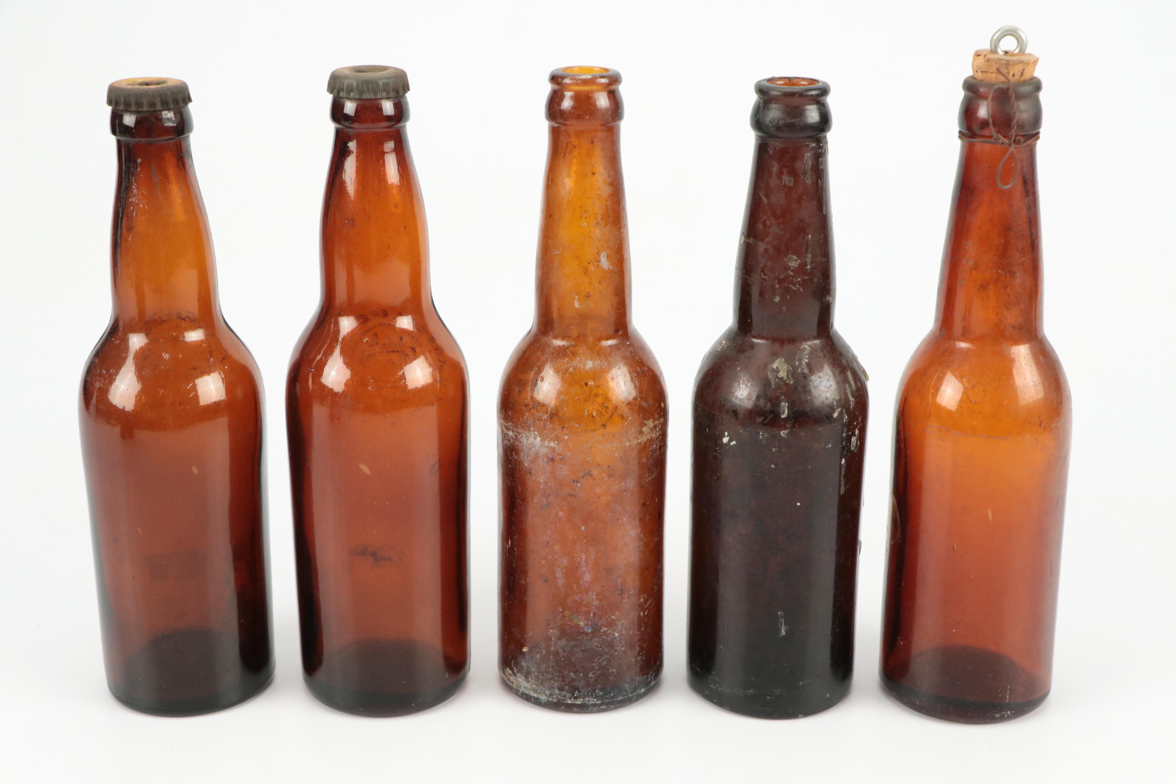 Hudepohl, Gambrinus, Jung, Bruckmann and Other Amber Glass Bottles