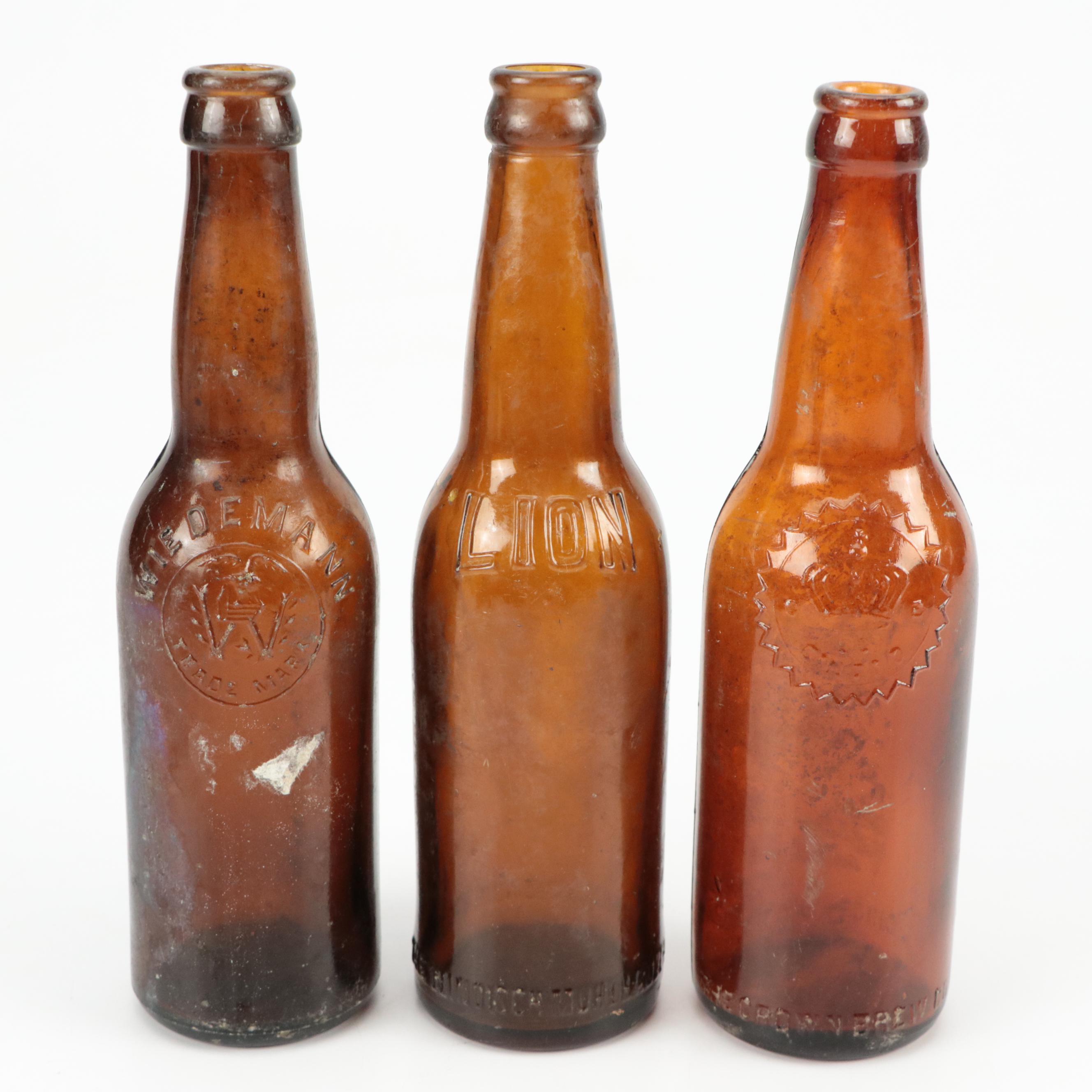 Hudepohl, Gambrinus, Jung, Bruckmann and Other Amber Glass Bottles