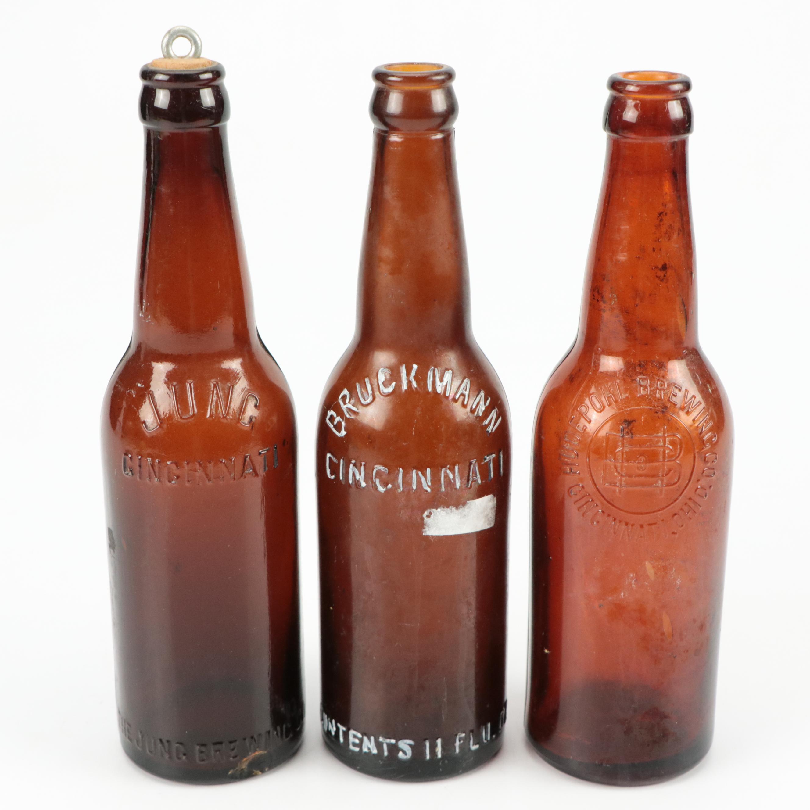 Hudepohl, Gambrinus, Jung, Bruckmann and Other Amber Glass Bottles