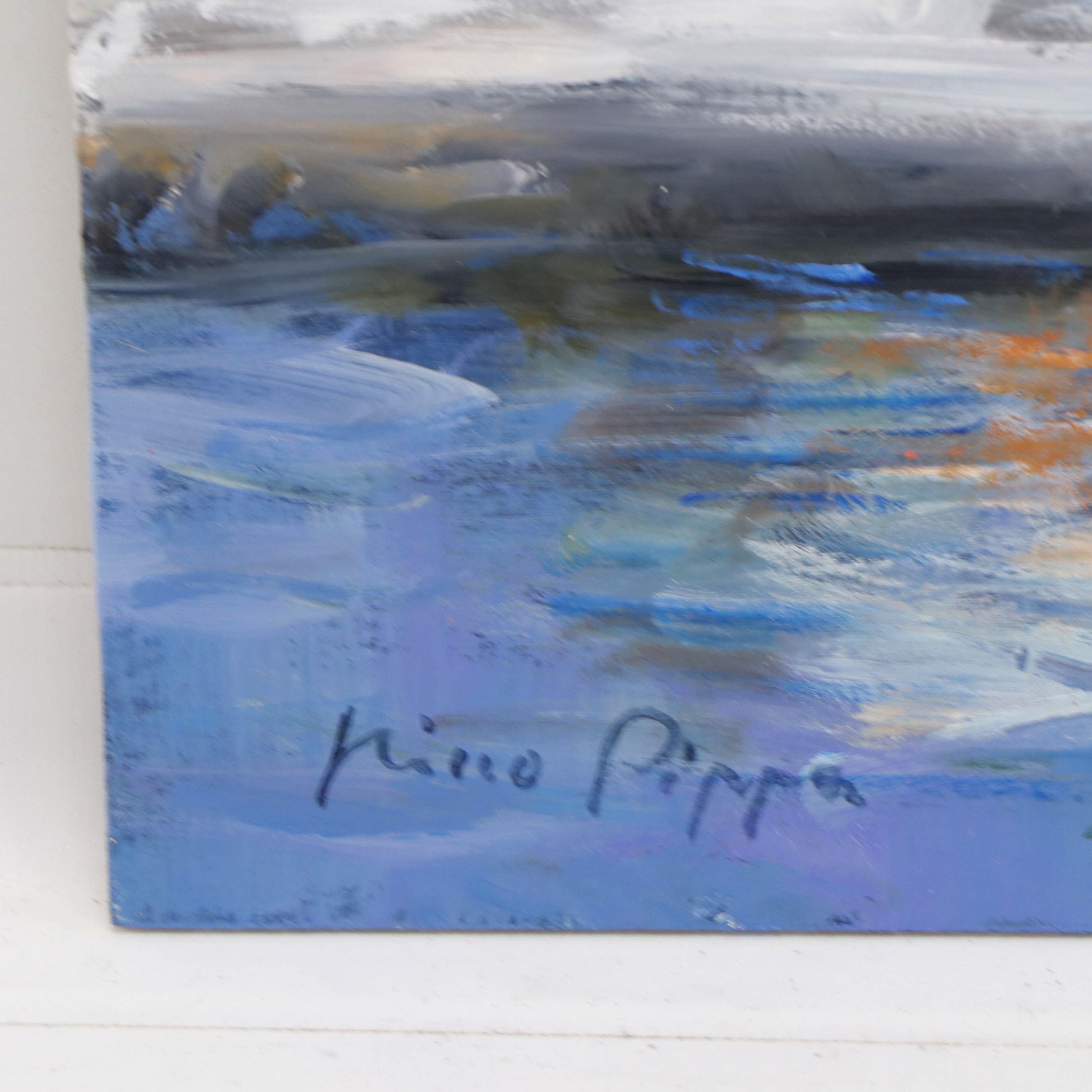 Nino Pippa Oil Painting "Snow in Normandy - Windmill on the Oise," 21st Century