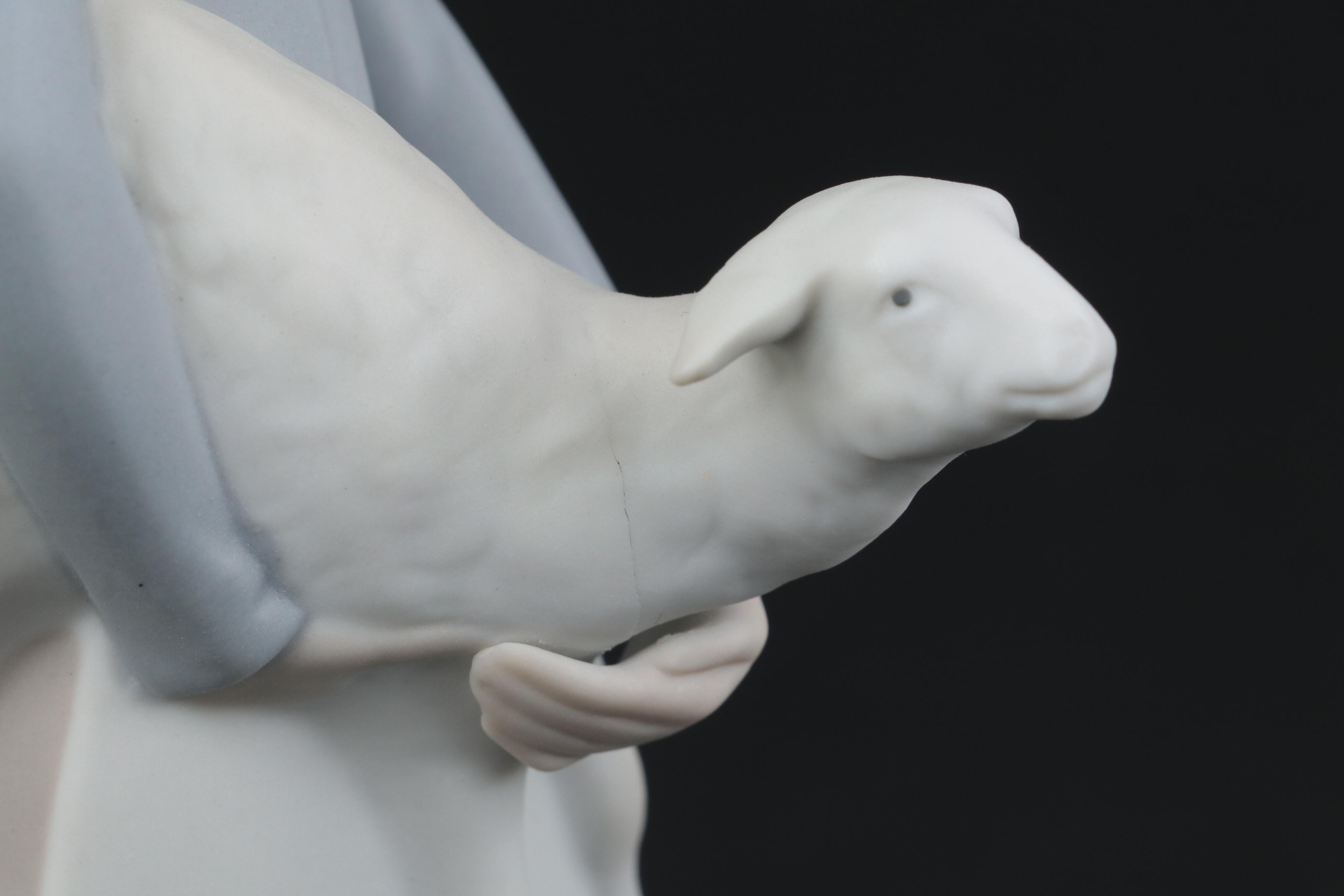 Lladró "Girl with Lamb" and "Girl Gathering Flowers" Porcelain Figurines