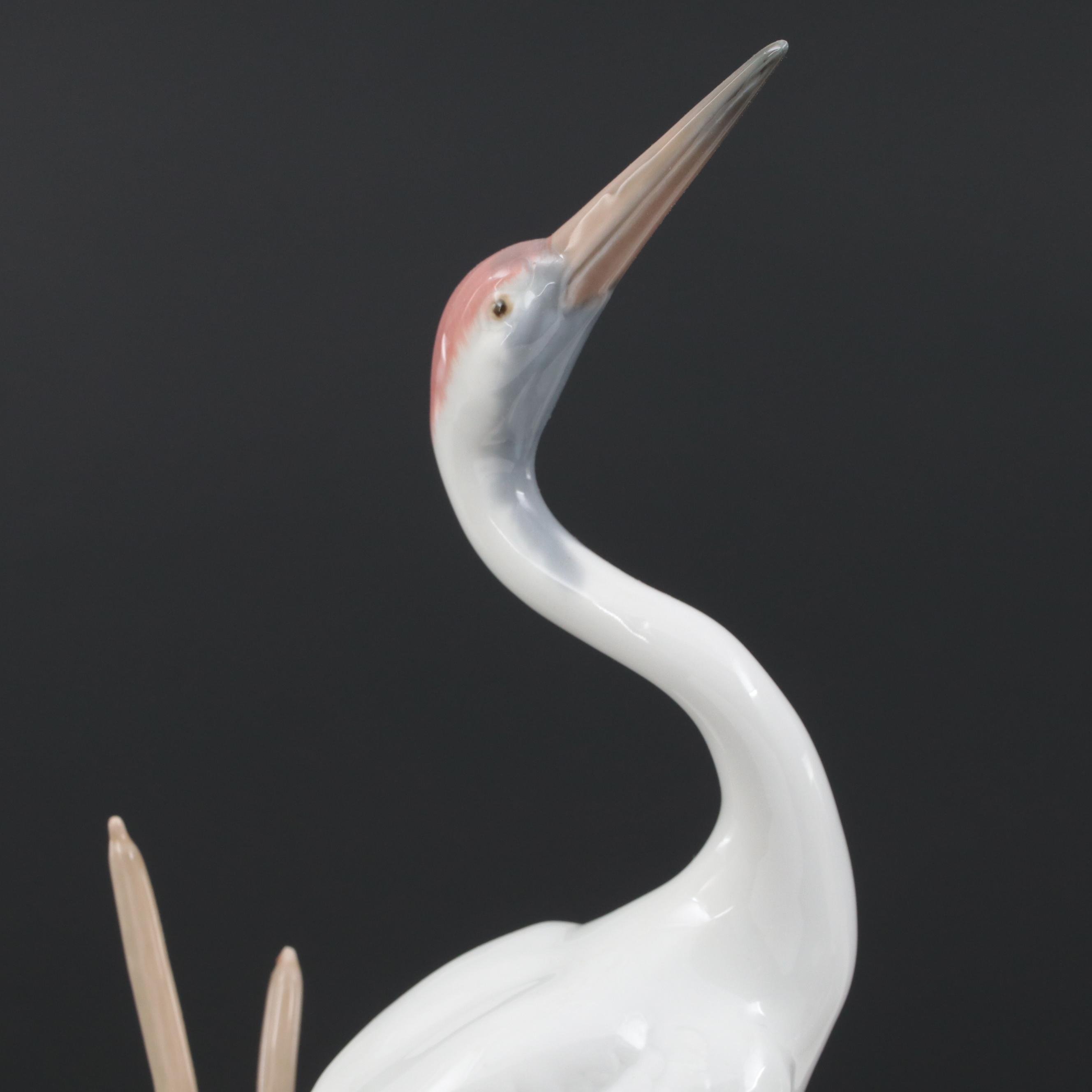 Lladró "Japanese Girl Decorating" and "Dancing Crane" Porcelain Figurines