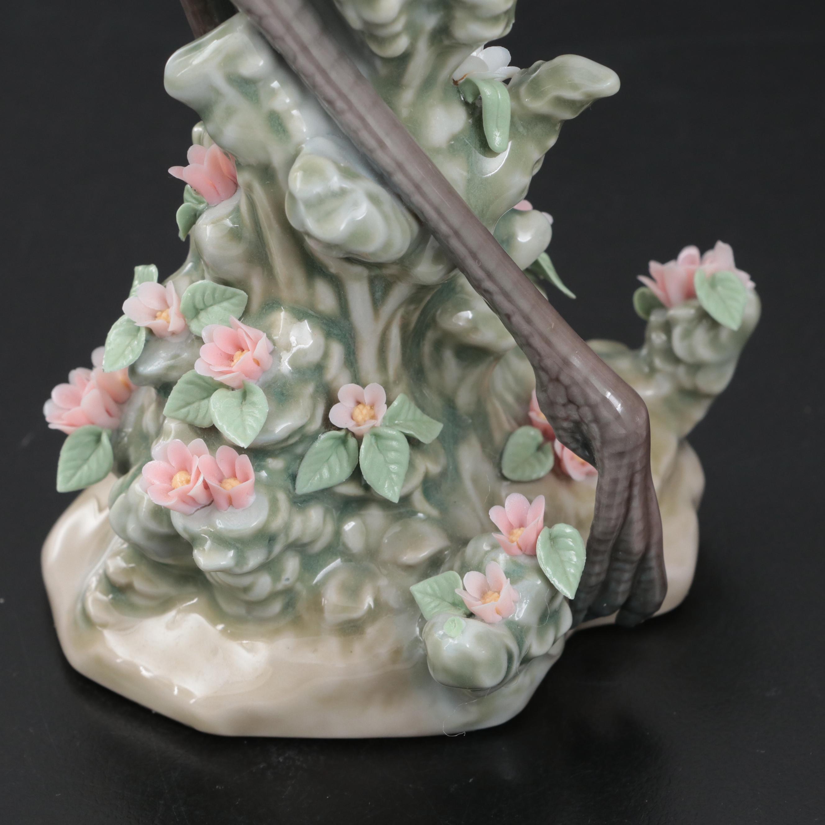 Lladró "Japanese Girl Decorating" and "Dancing Crane" Porcelain Figurines