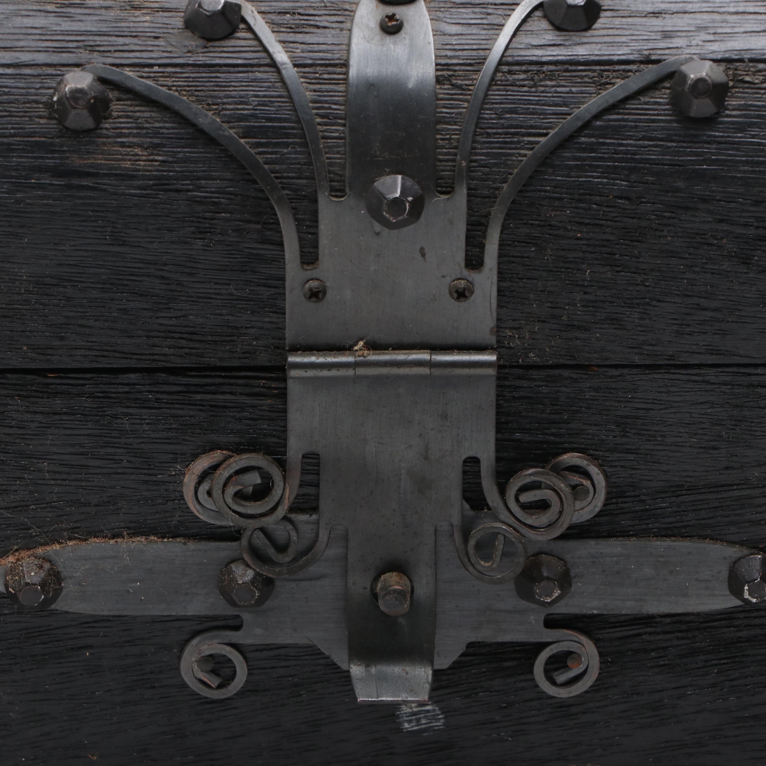 Indian Carved Wooden Box with Brass Inlay and Other Décor
