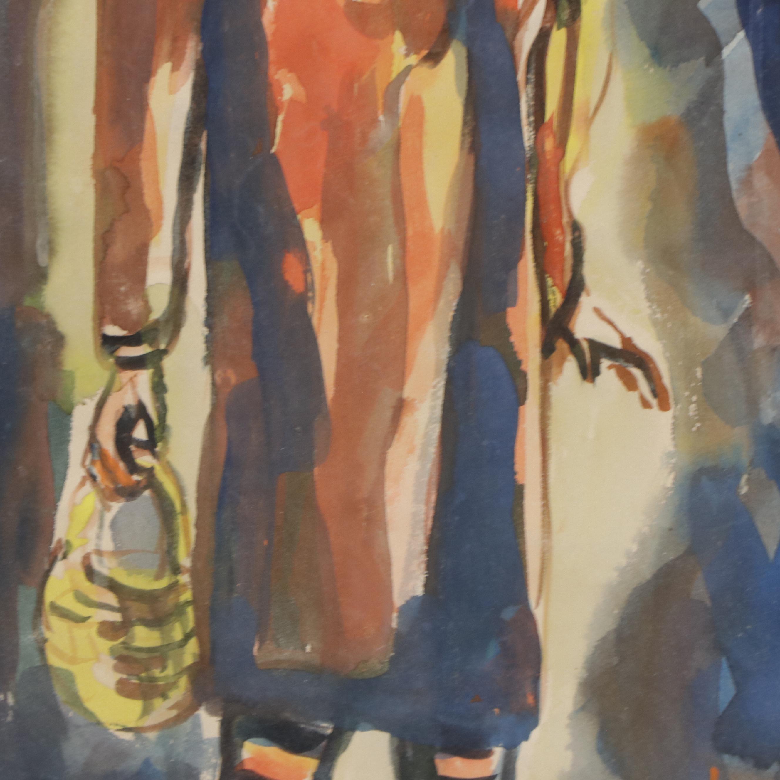 Watercolor Painting of Hooded Figure