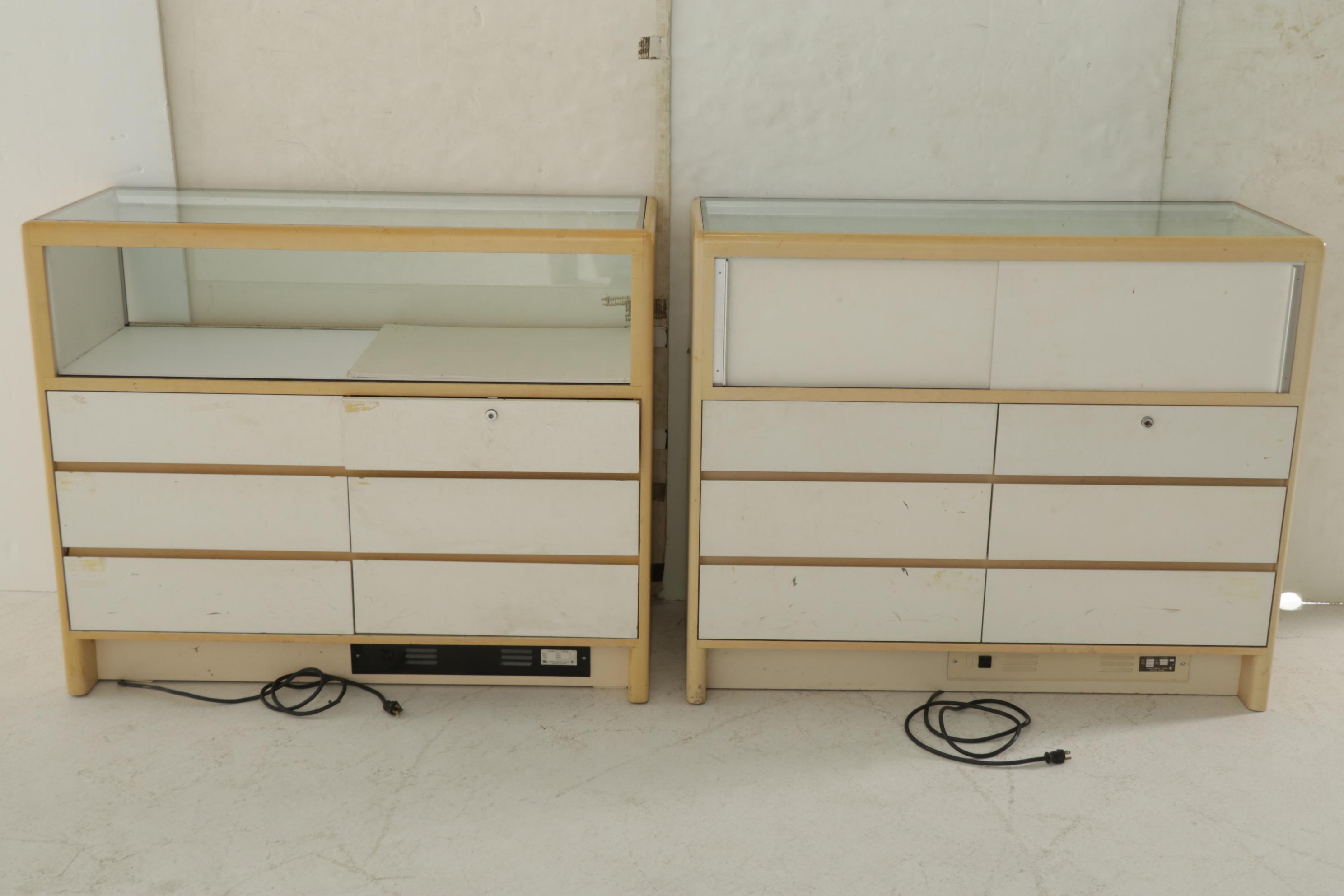 Two Modernist Lacquered Wood and Glass Retail Display Cases