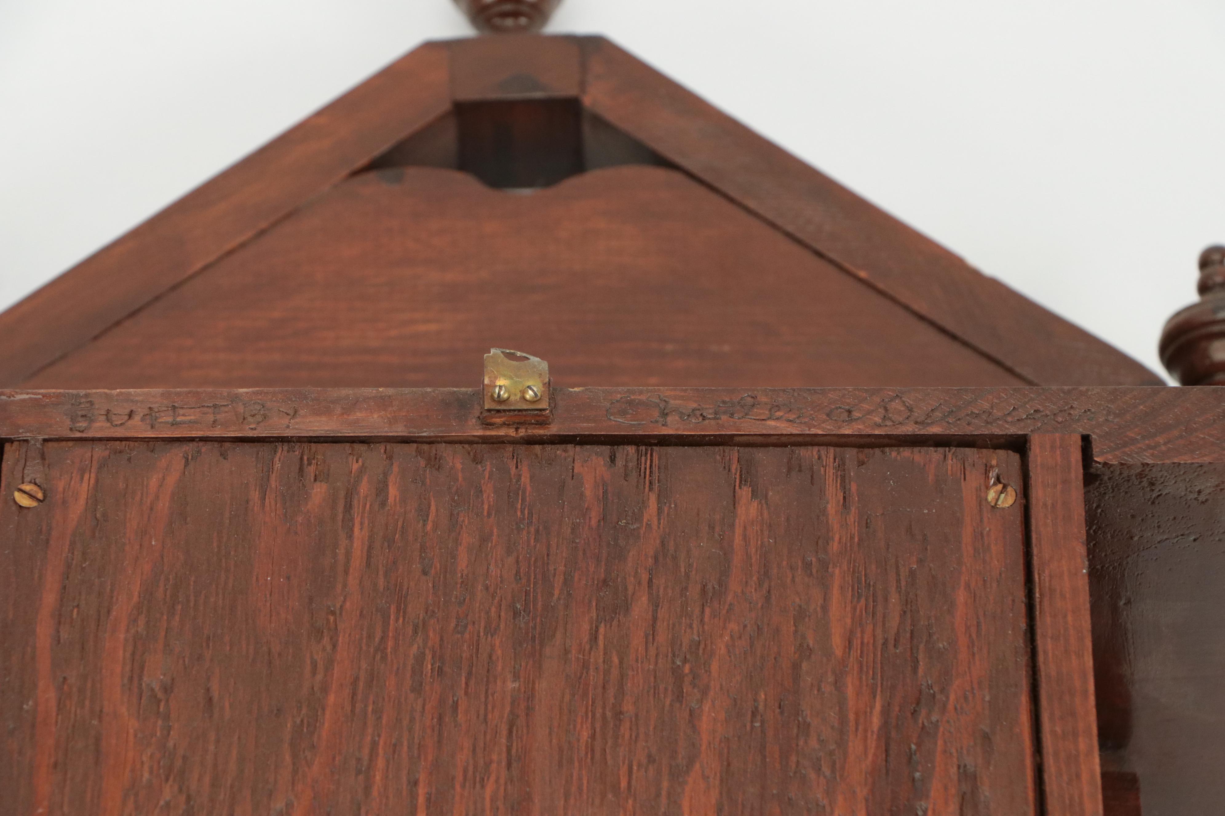 Hobbyist Hand-Carved Wooden Wall Clock, Early to Mid-20th Century
