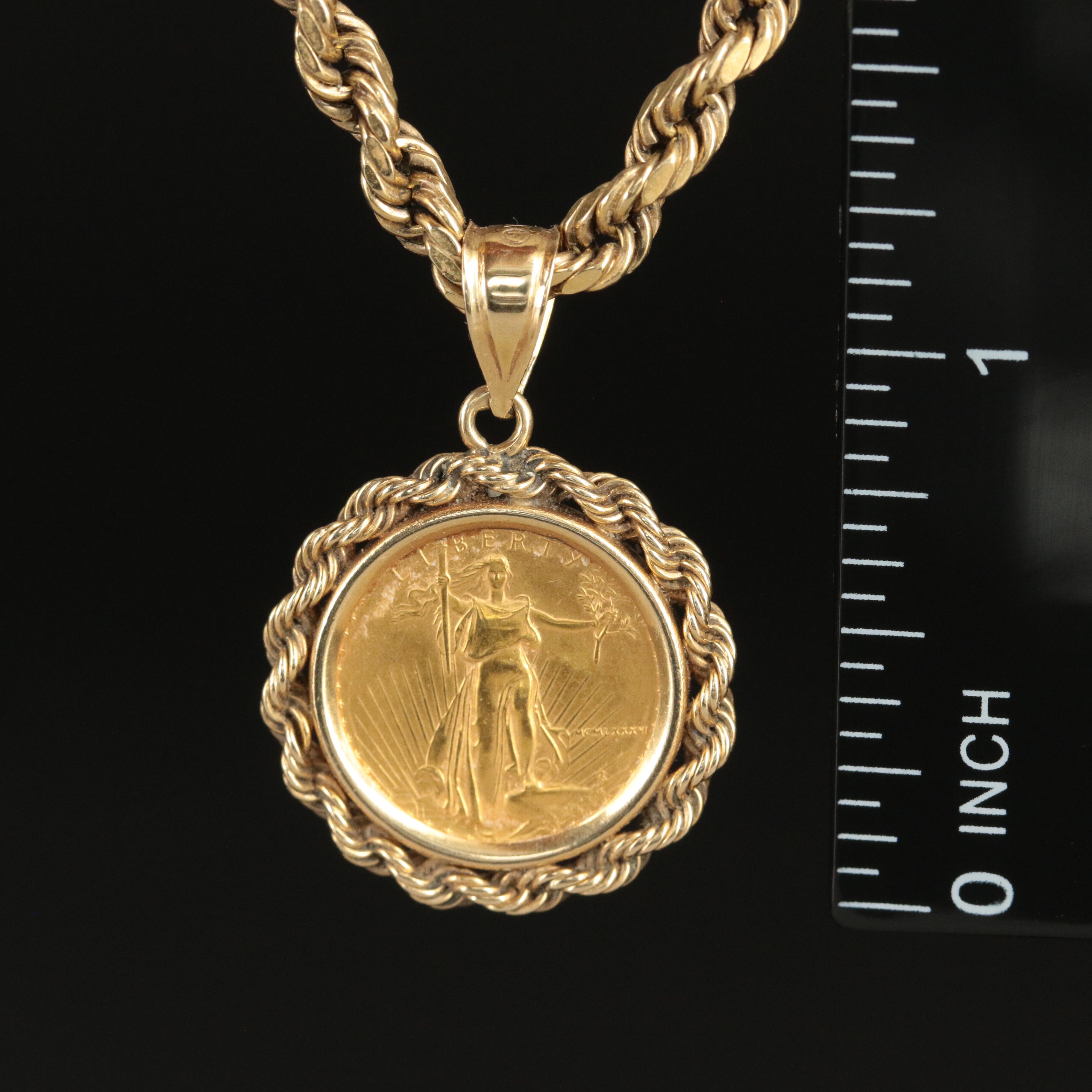 14K Necklace with $5 Gold Eagle Bullion Coin