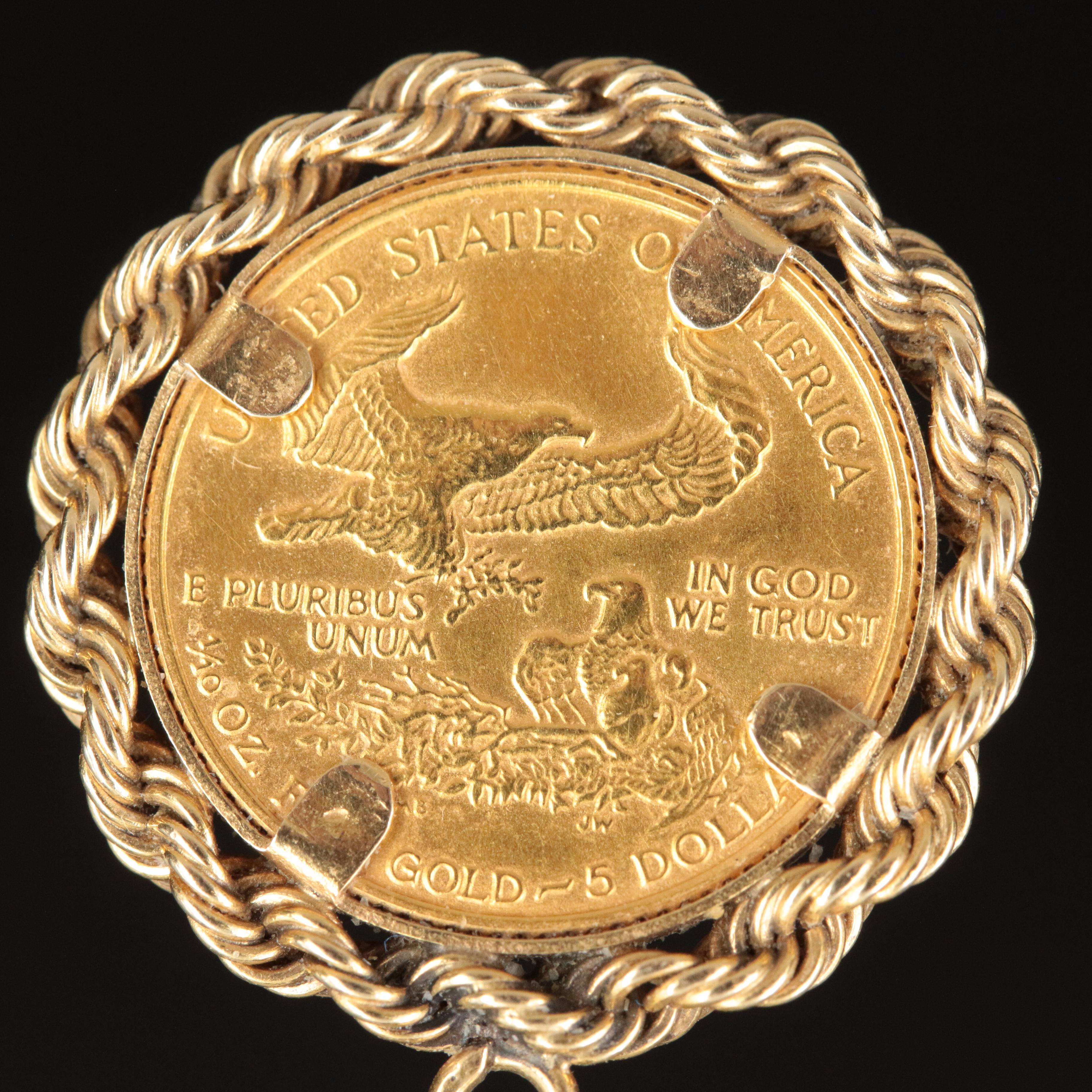 14K Necklace with $5 Gold Eagle Bullion Coin