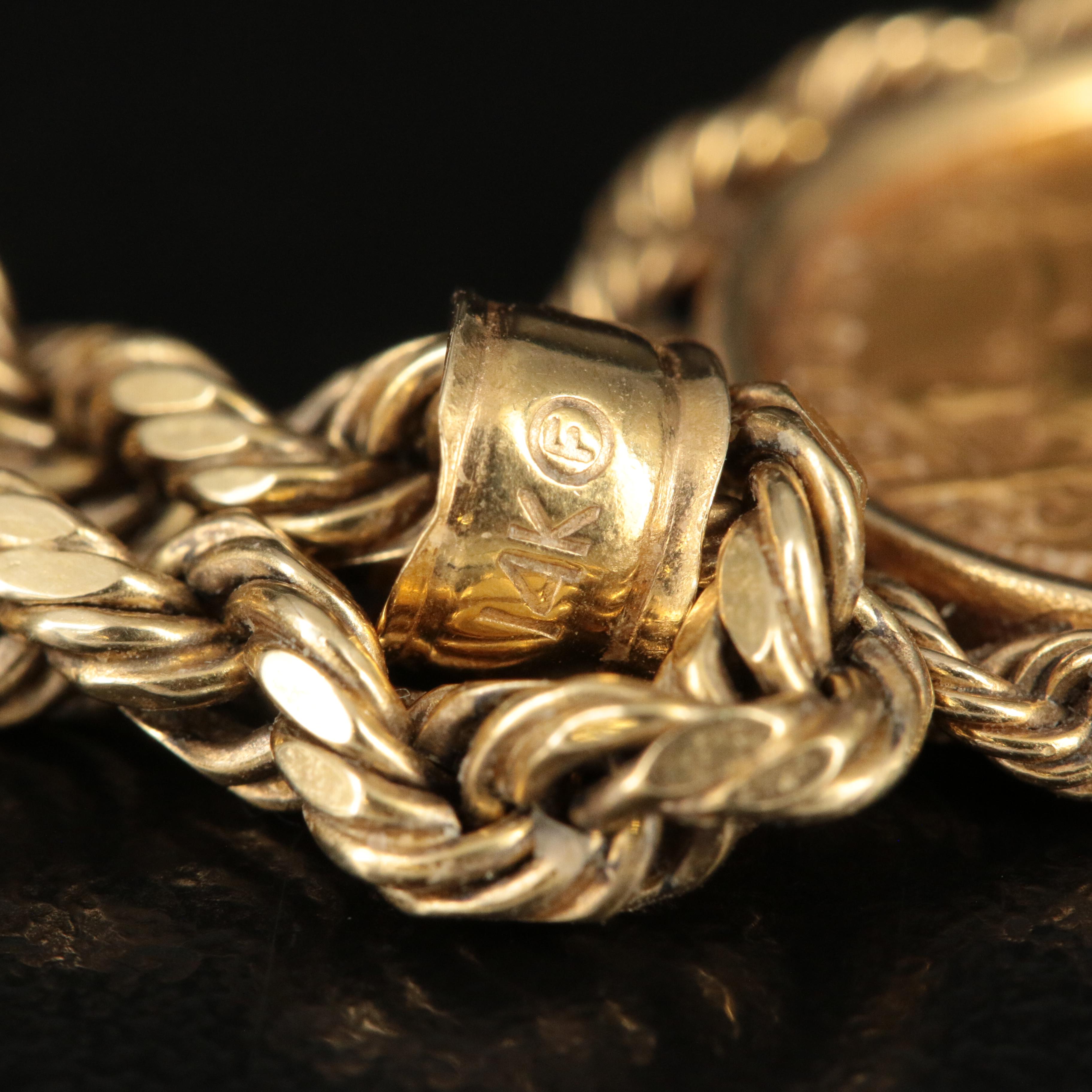 14K Necklace with $5 Gold Eagle Bullion Coin