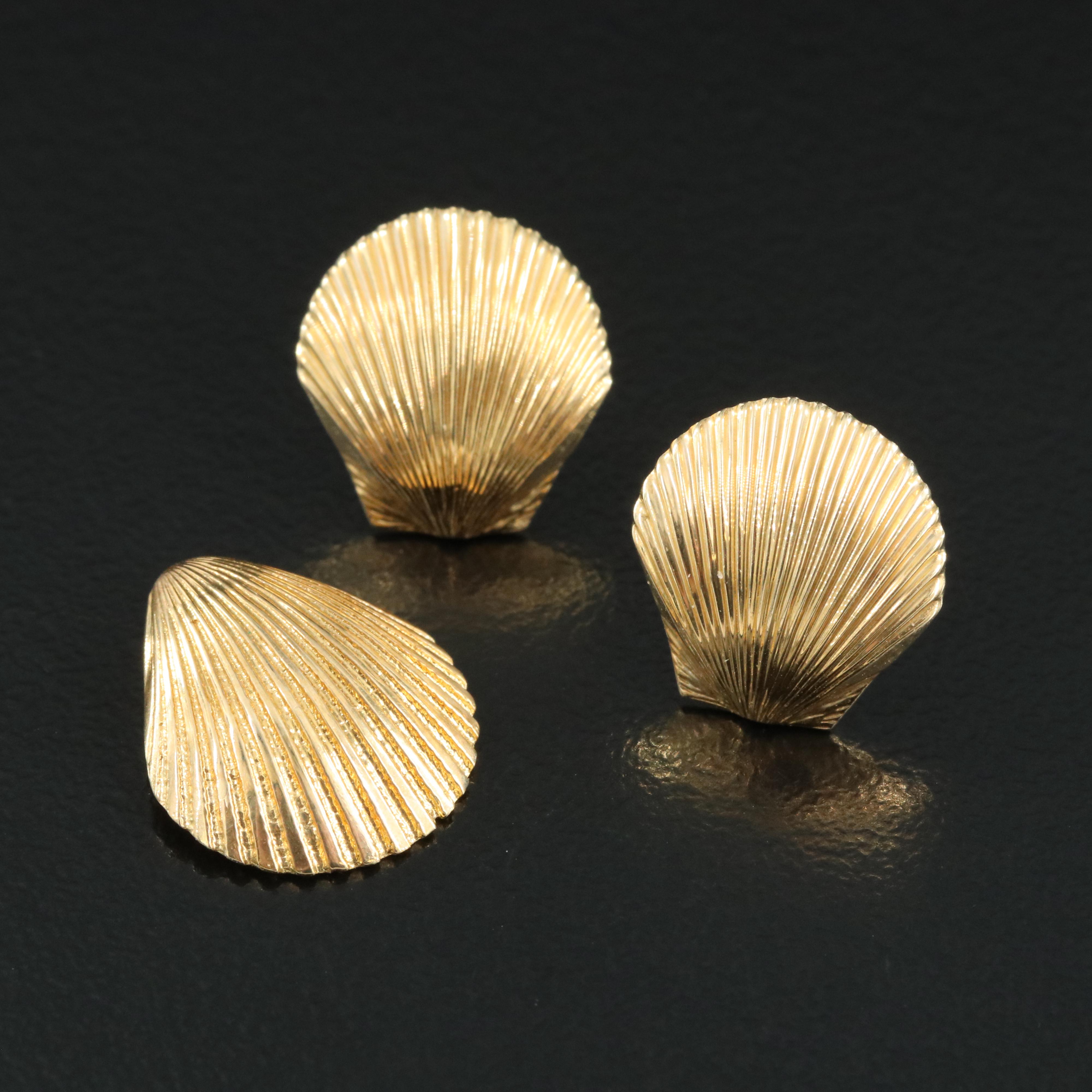 14K Seashell Pendant and Earrings