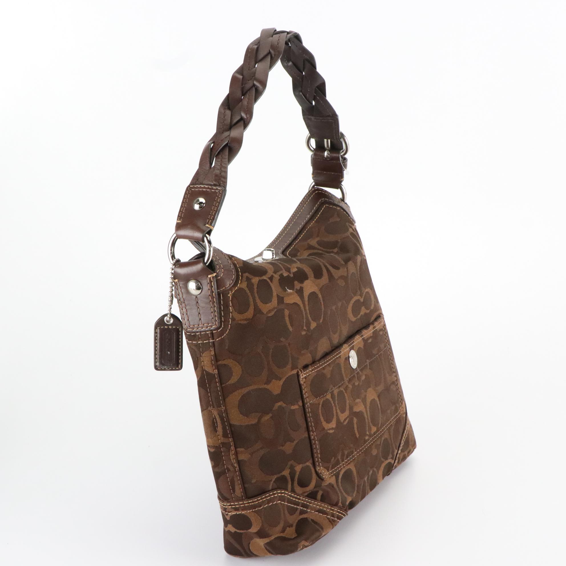 Coach Braided Strap Shoulder Bag and Graphic Crossbody Bag in Signature Canvas