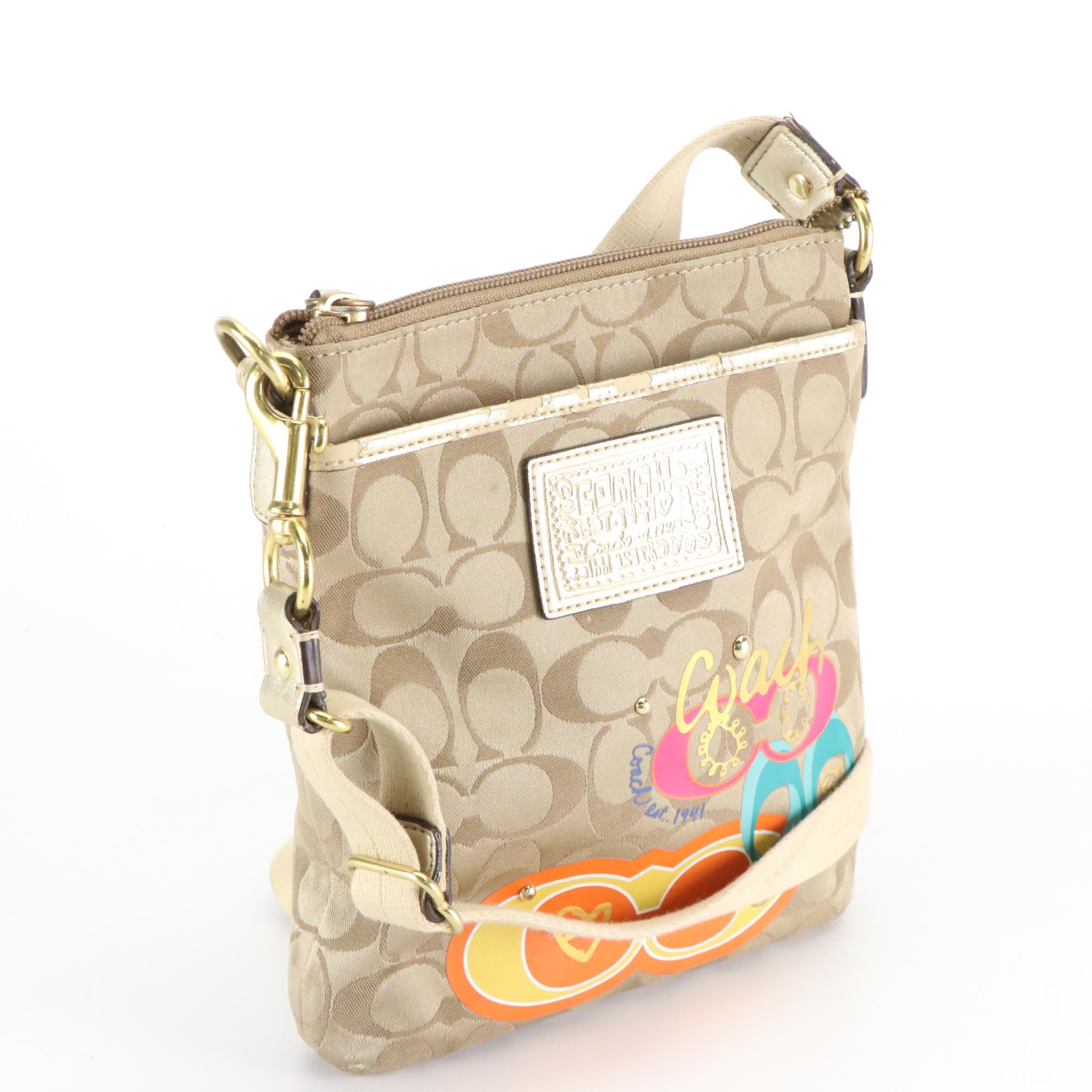 Coach Braided Strap Shoulder Bag and Graphic Crossbody Bag in Signature Canvas