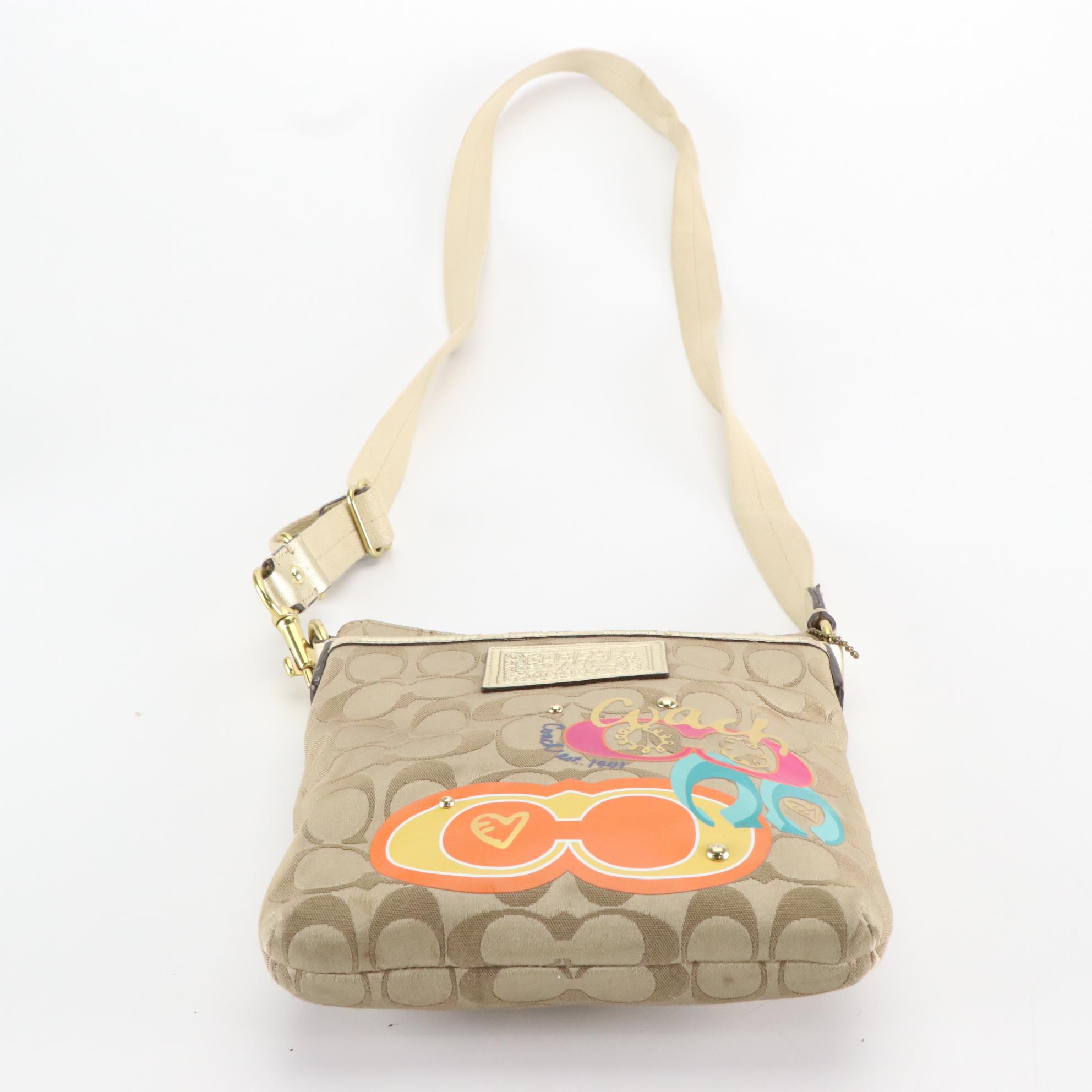 Coach Braided Strap Shoulder Bag and Graphic Crossbody Bag in Signature Canvas