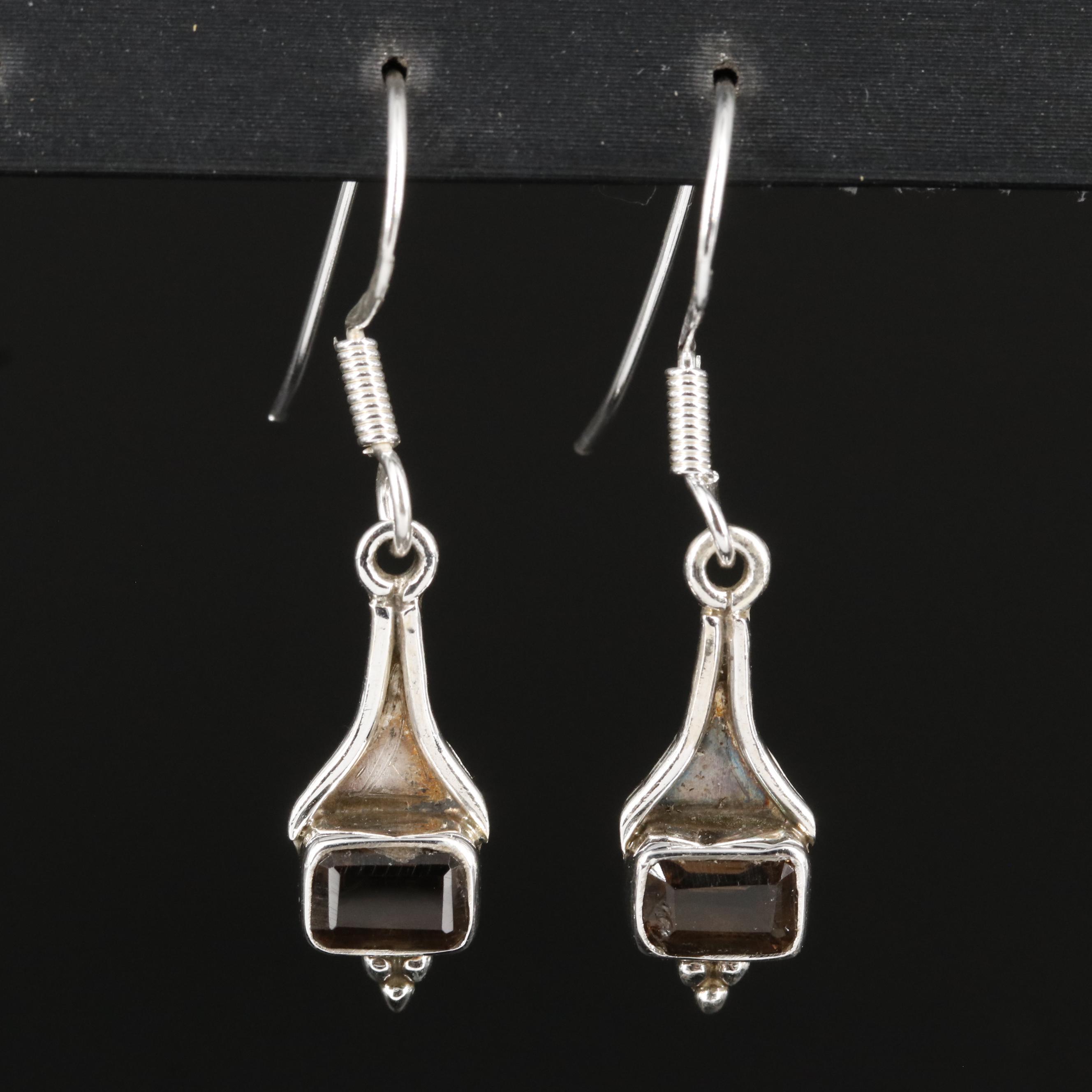 Sterling Smoky Quartz Dangle Earrings