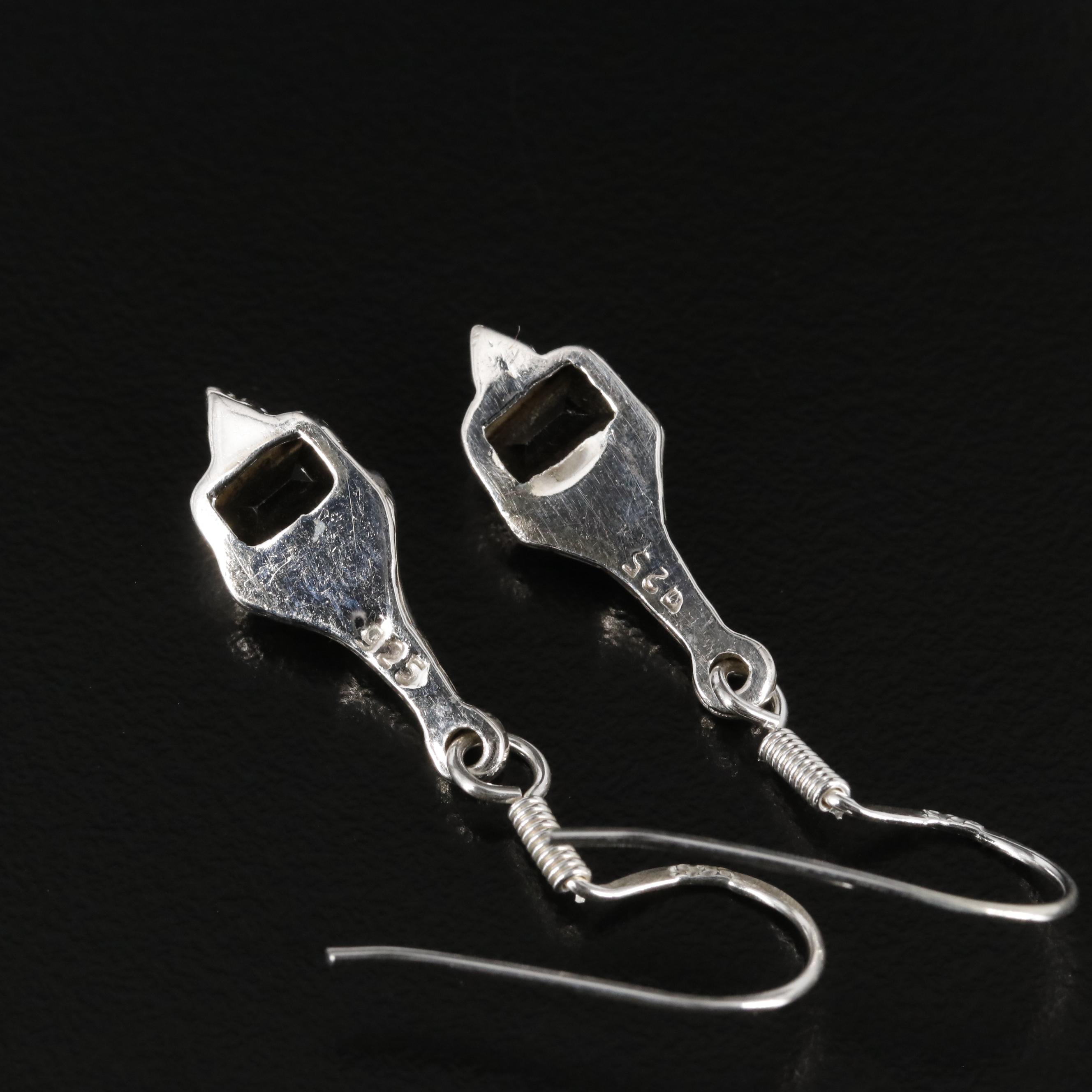 Sterling Smoky Quartz Dangle Earrings