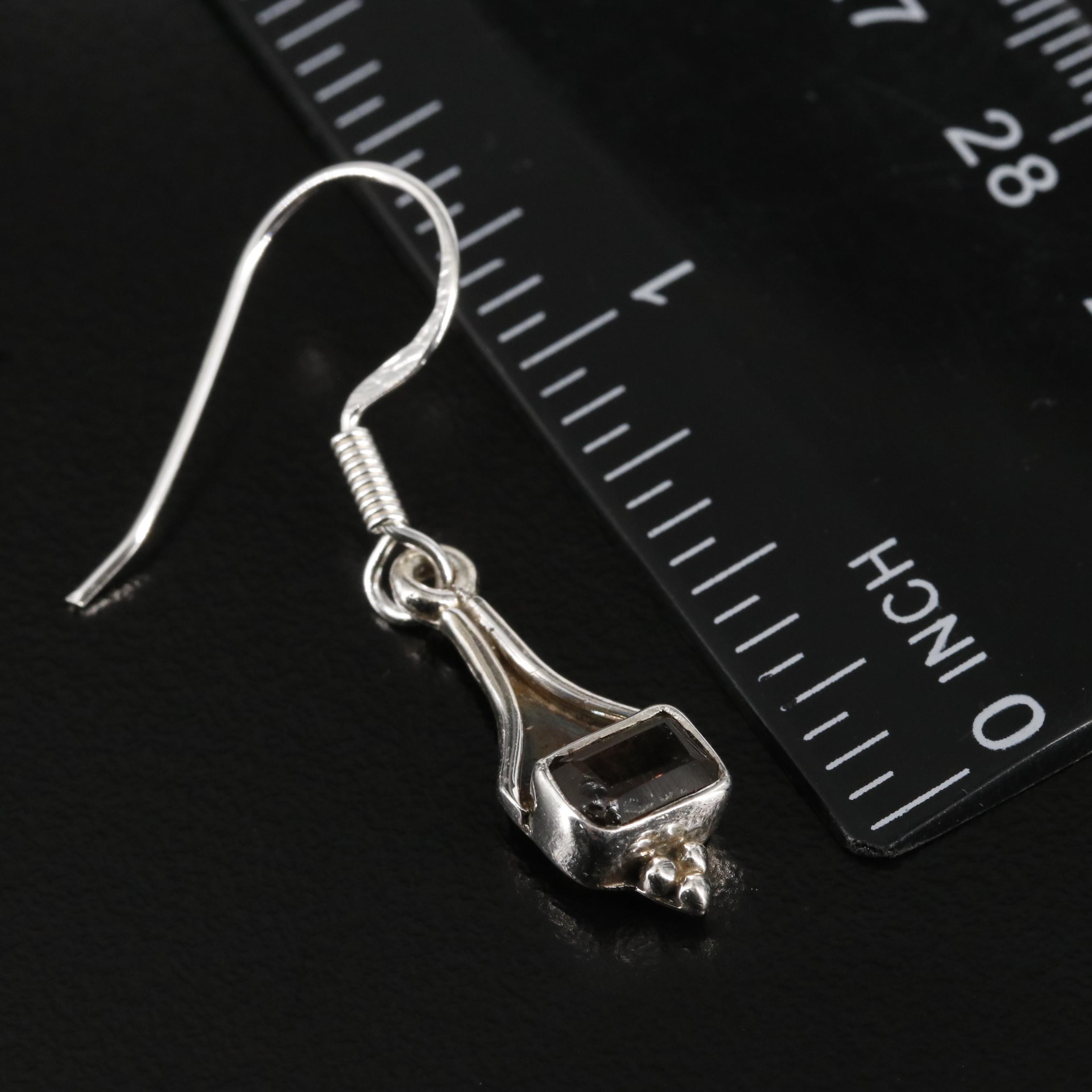 Sterling Smoky Quartz Dangle Earrings