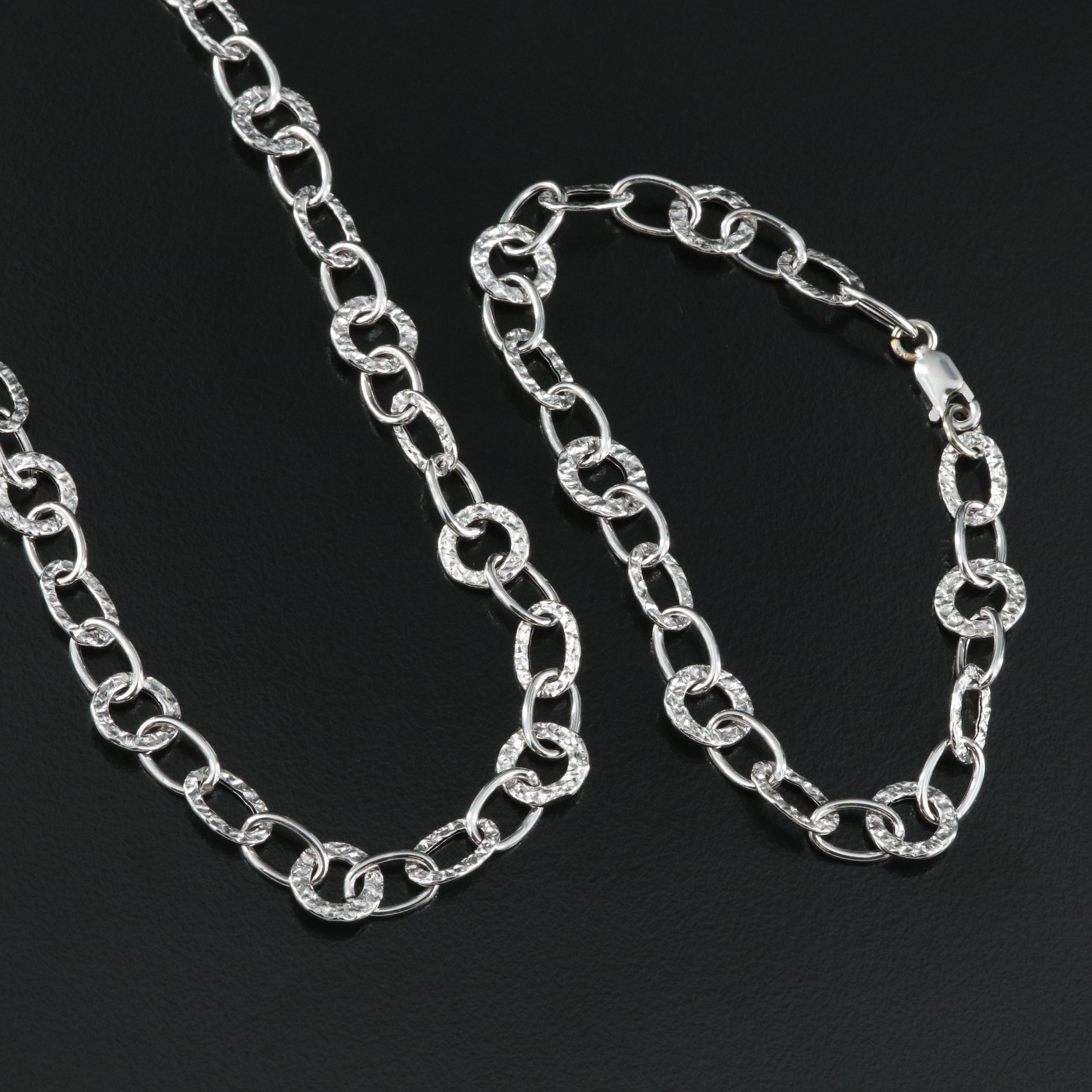 14K Fancy Link Necklace and Bracelet Set EBTH