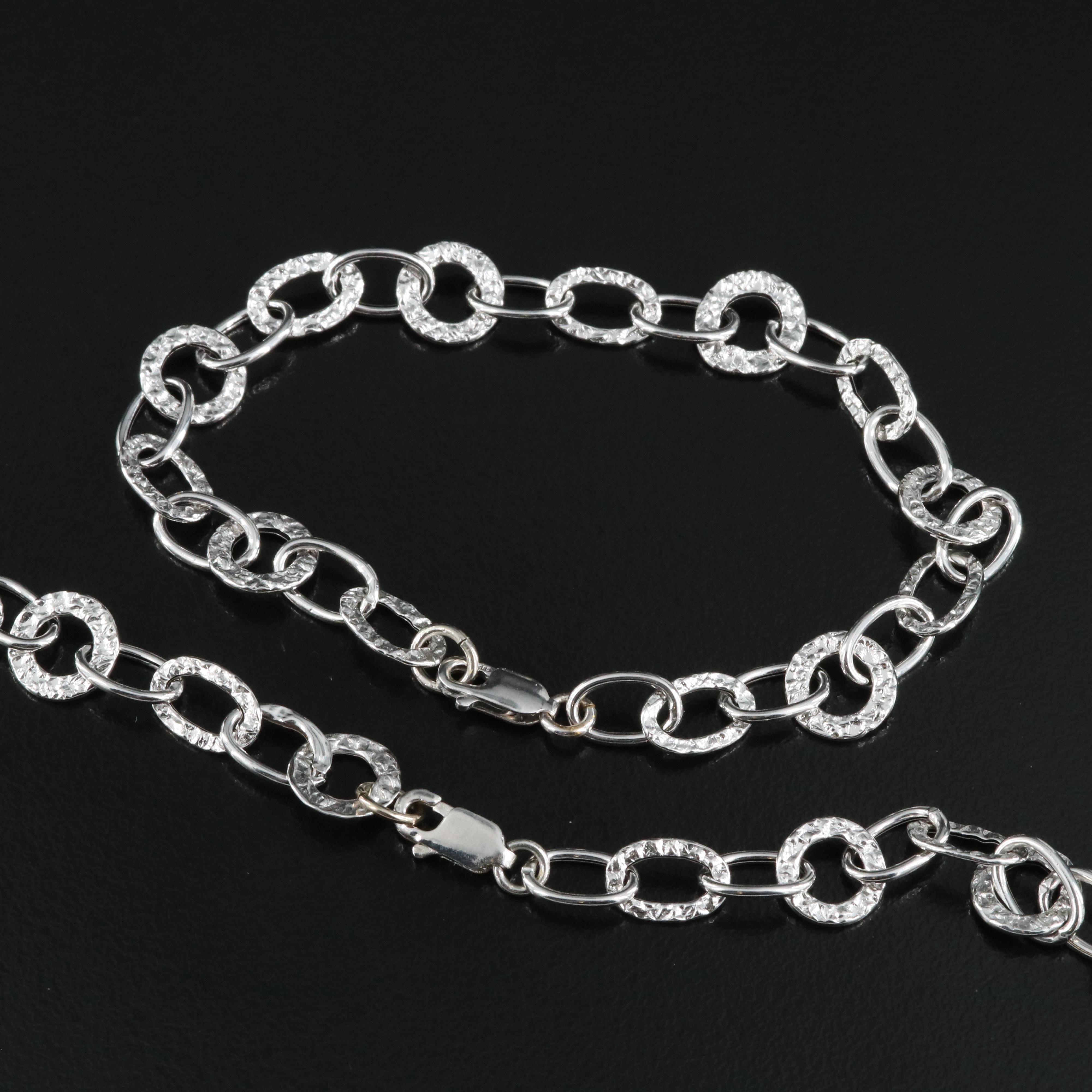 14K Fancy Link Necklace and Bracelet Set EBTH