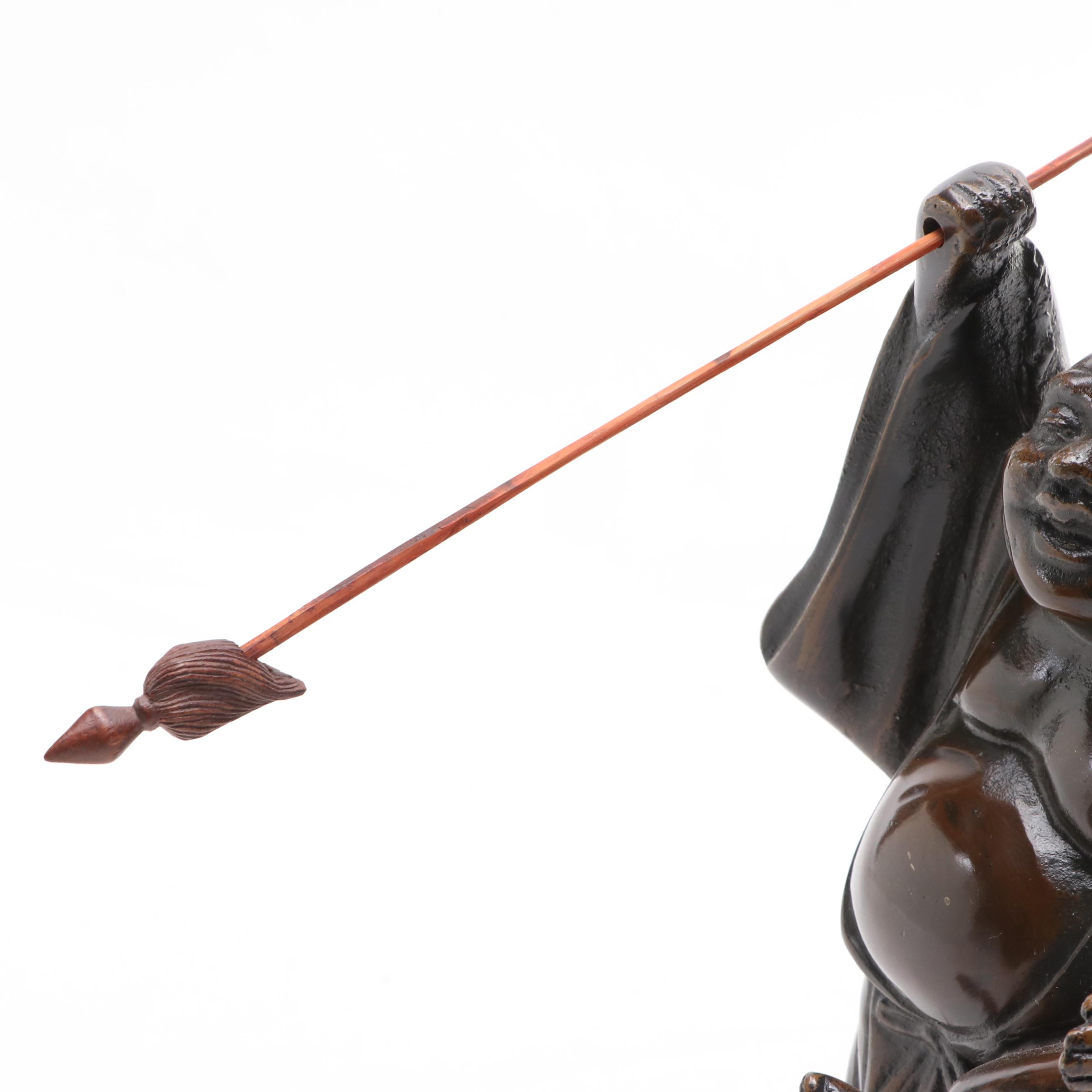 Japanese Patinated Cast Metal Hotei Figure