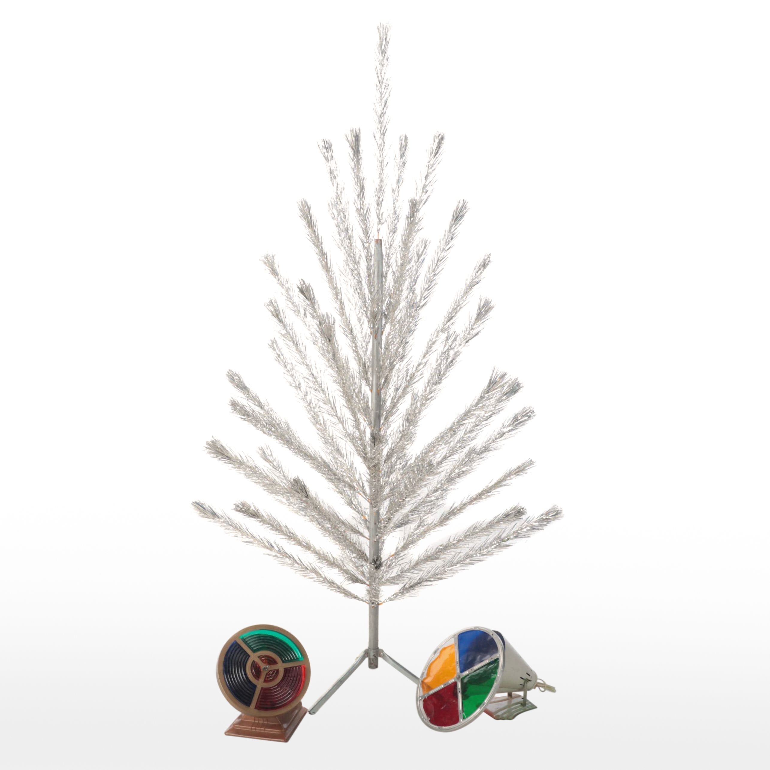 6' Aluminum Christmas Tree with Colormagic and Other Color Wheel, Mid-20th C.