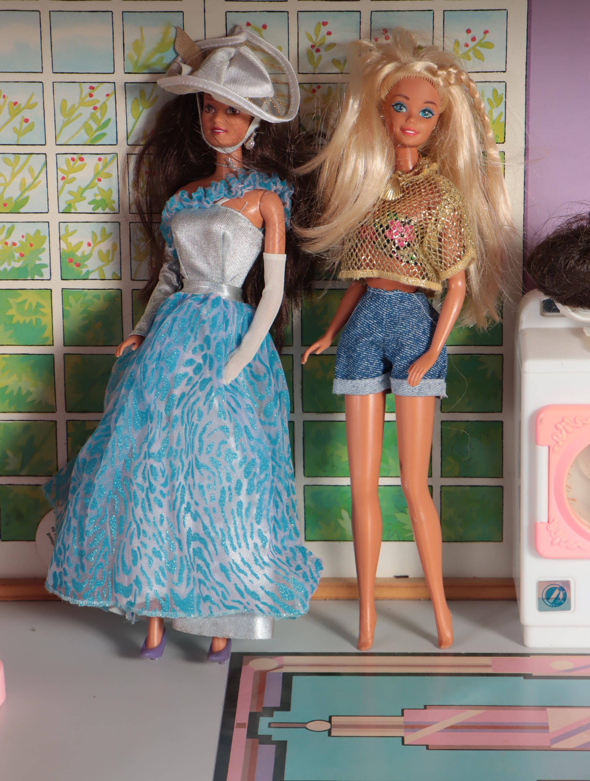 Barbie Dolls with Dollhouse, Furniture and Accessories