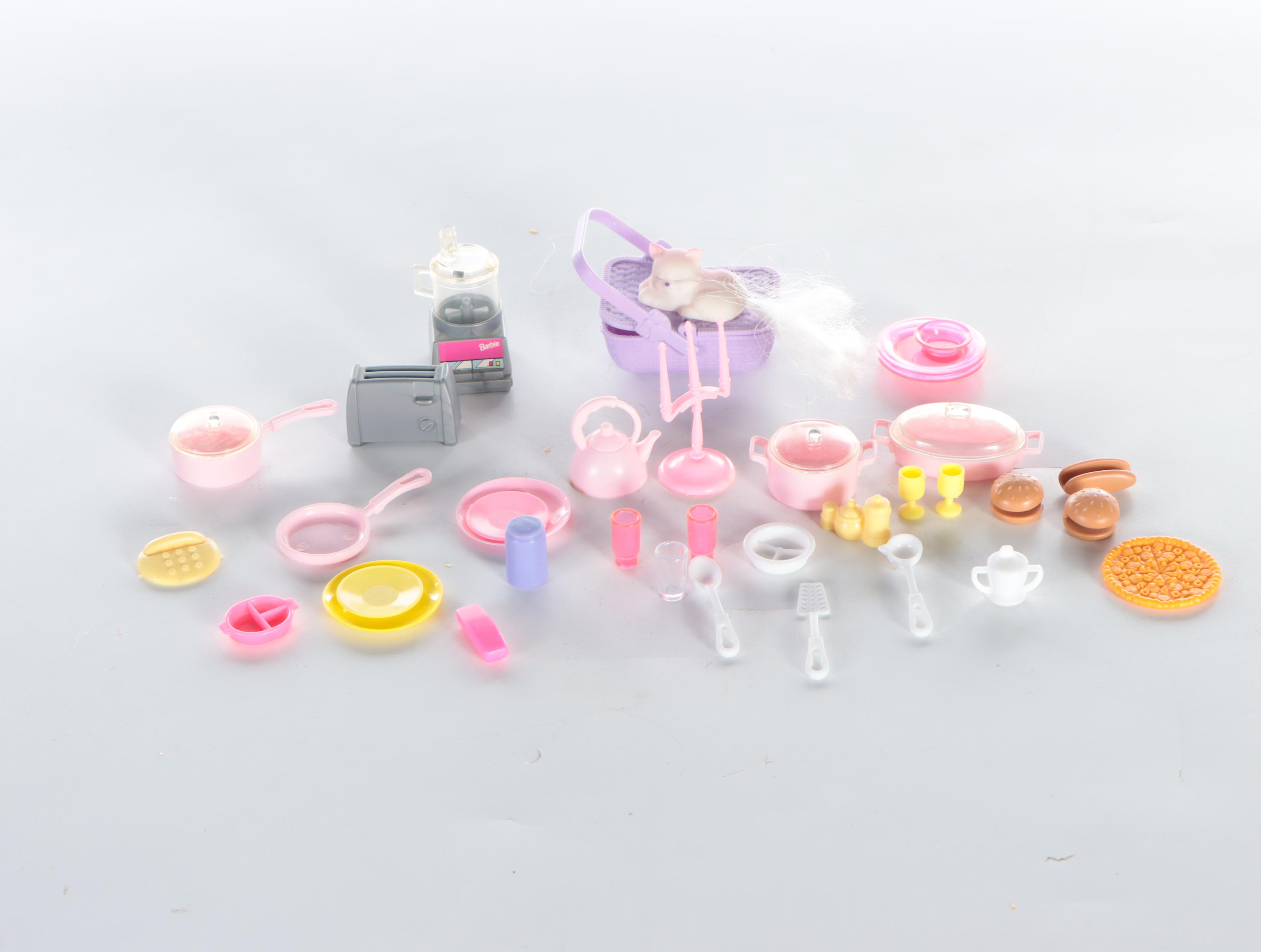 Barbie Dolls with Dollhouse, Furniture and Accessories