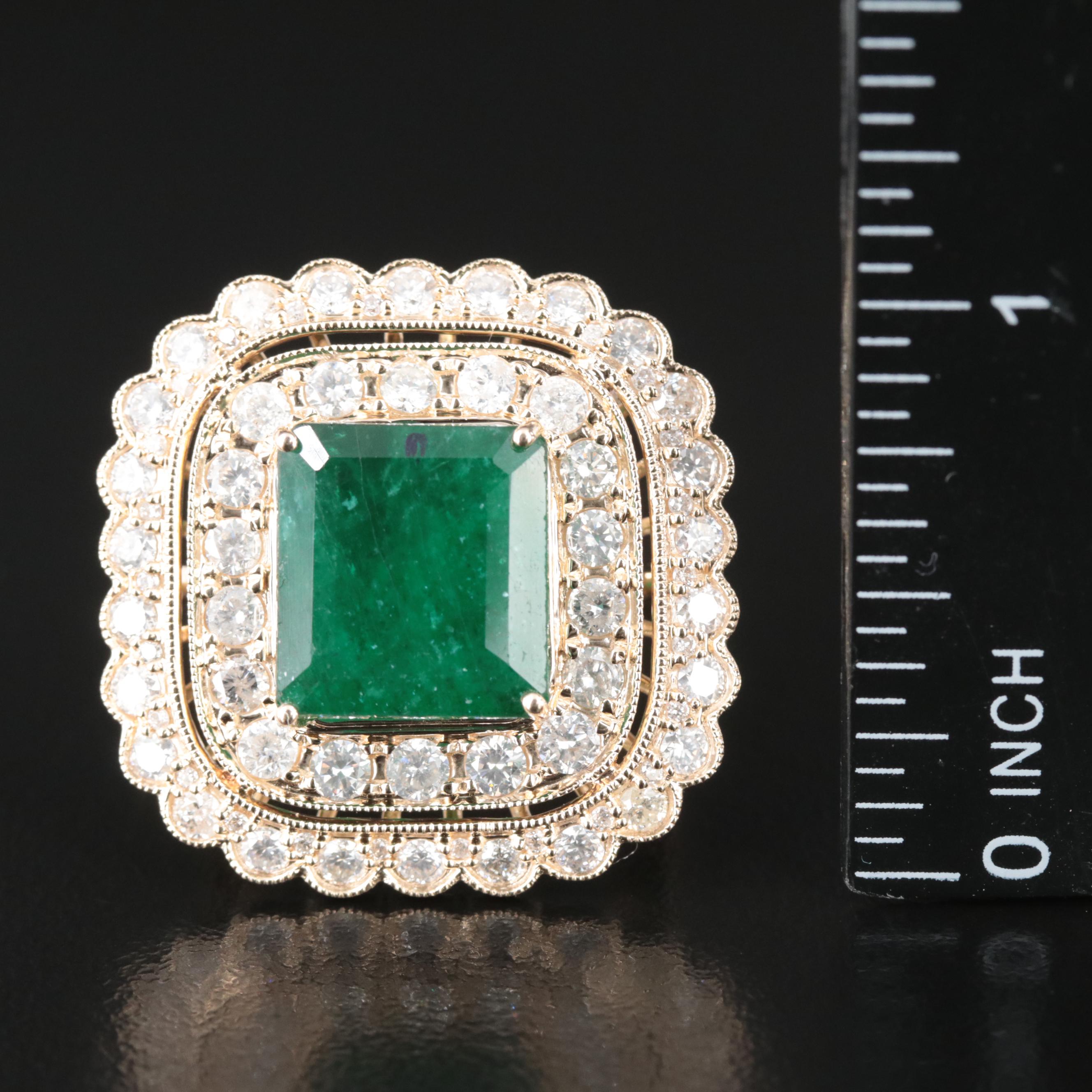 Ellanza 14K 6.57 CT Emerald and 2.27 CTW Diamond Ring